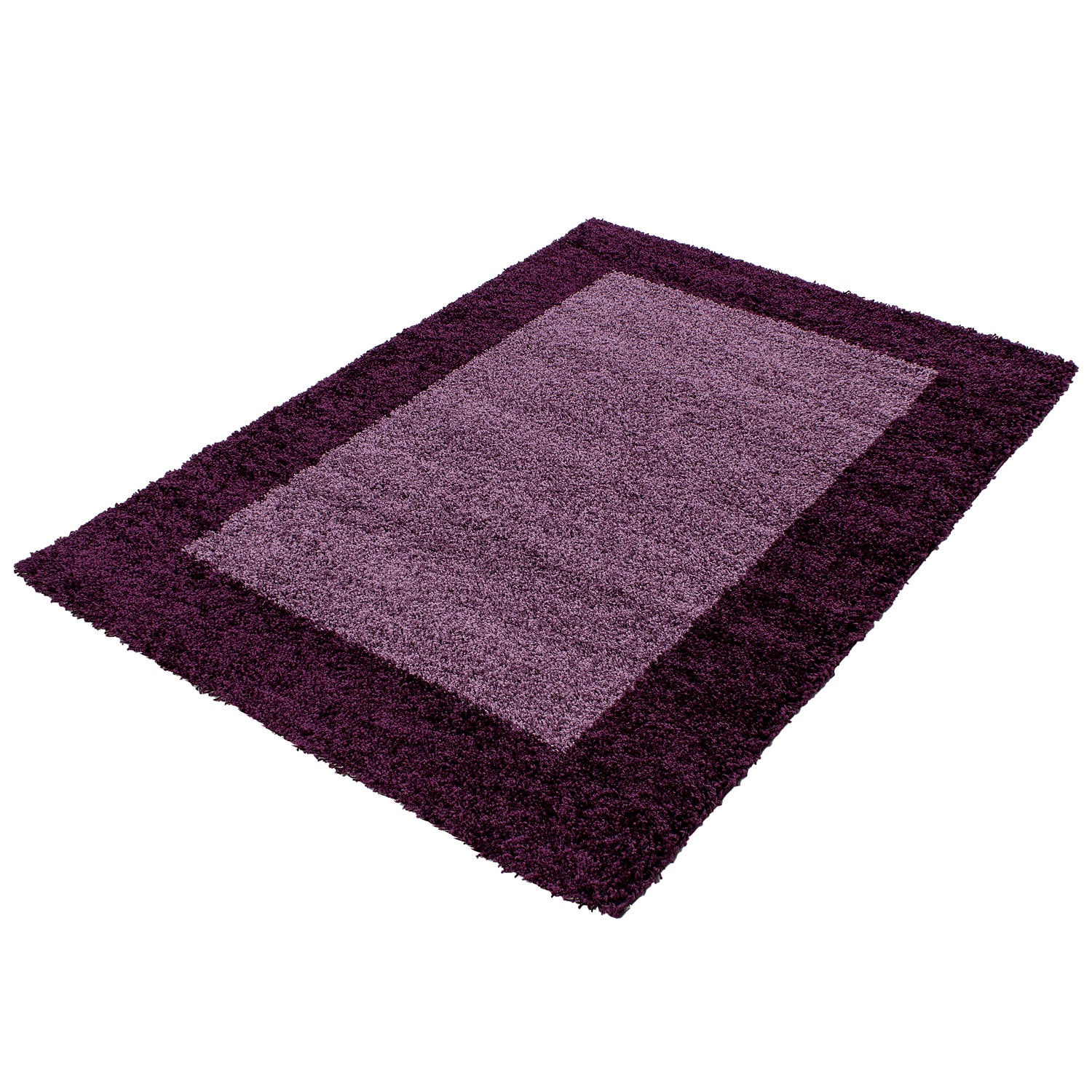 Shaggy Teppich Hochflor Langflor Wohnzimmer Teppich Gemustert in Bordüre Design