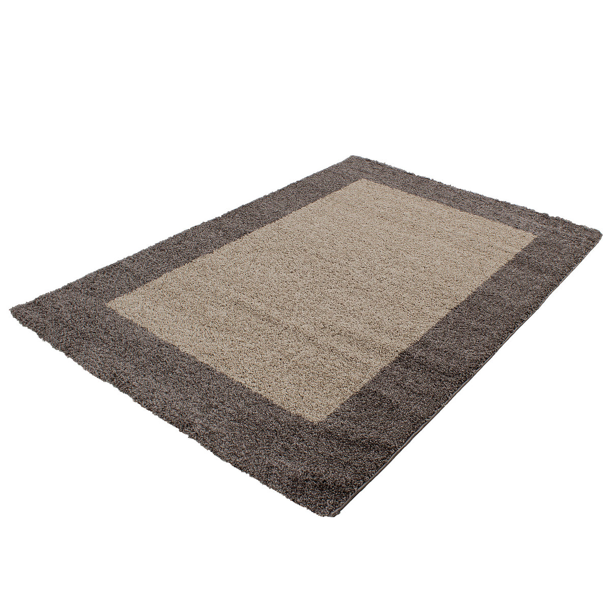 Shaggy Teppich Hochflor Langflor Wohnzimmer Teppich Gemustert in Bordüre Design