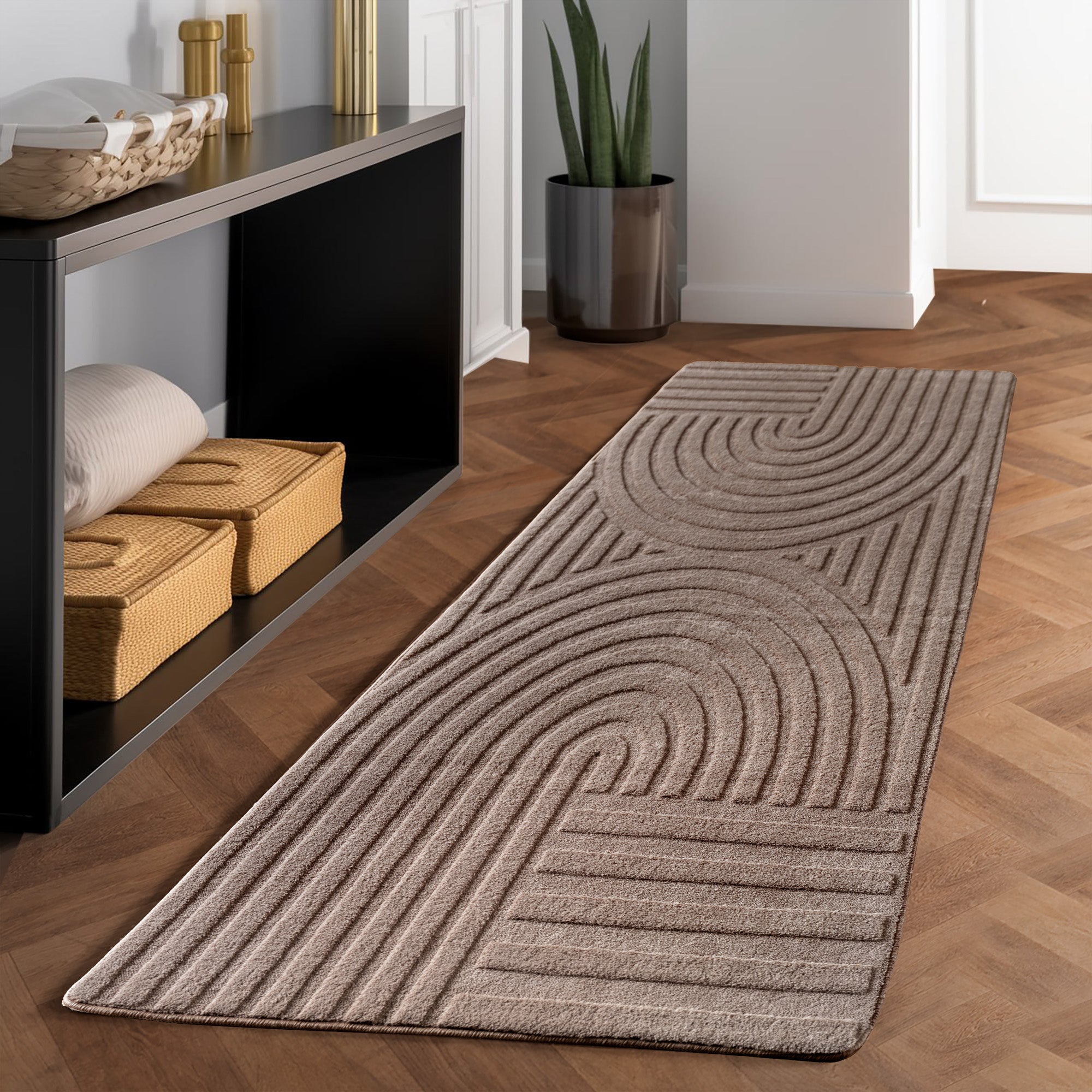 Skandinavischer Boho Teppich Wohnzimmer Einfarbig Beige-Creme Waschbarer Teppich