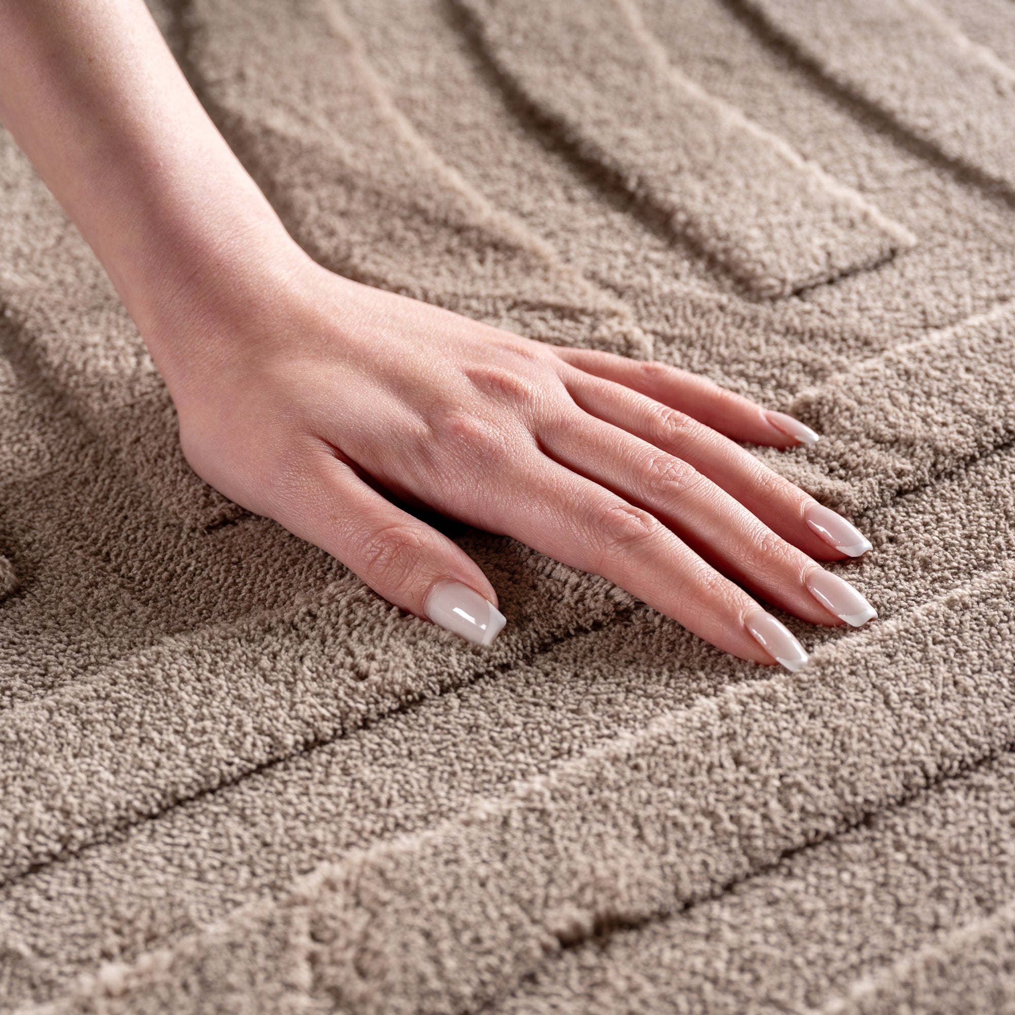 Skandinavischer Boho Teppich Wohnzimmer Einfarbig Beige-Creme Waschbarer Teppich