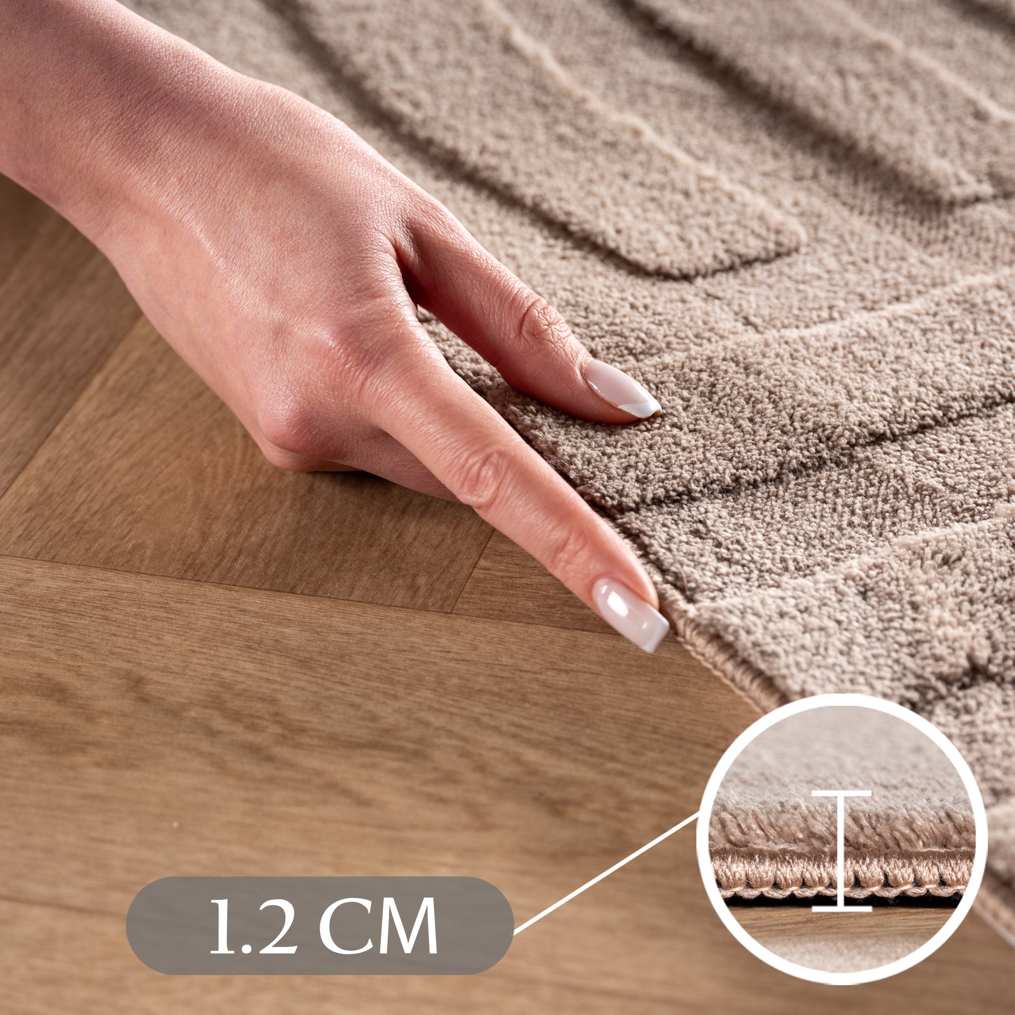 Skandinavischer Boho Teppich Wohnzimmer Einfarbig Beige-Creme Waschbarer Teppich
