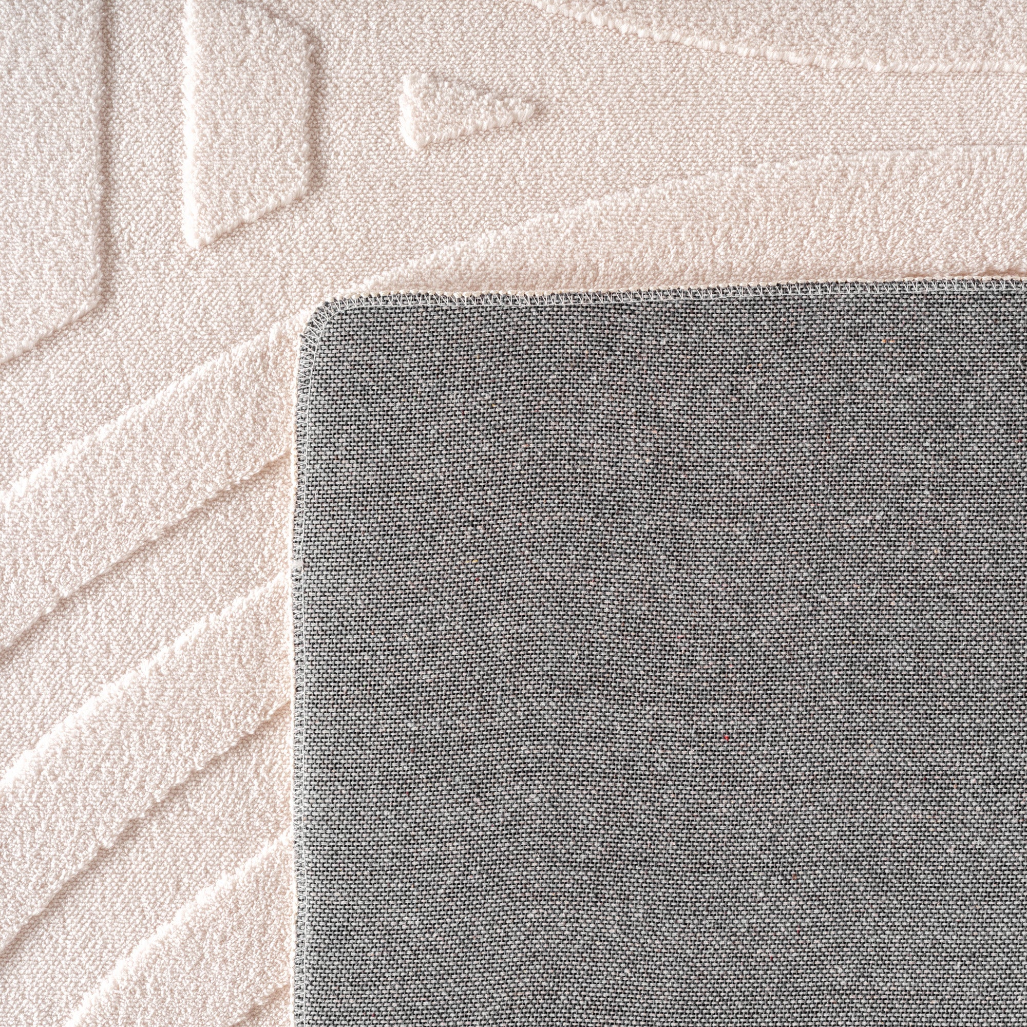 Skandinavischer Boho Teppich Wohnzimmer Einfarbig Beige-Creme Waschbarer Teppich
