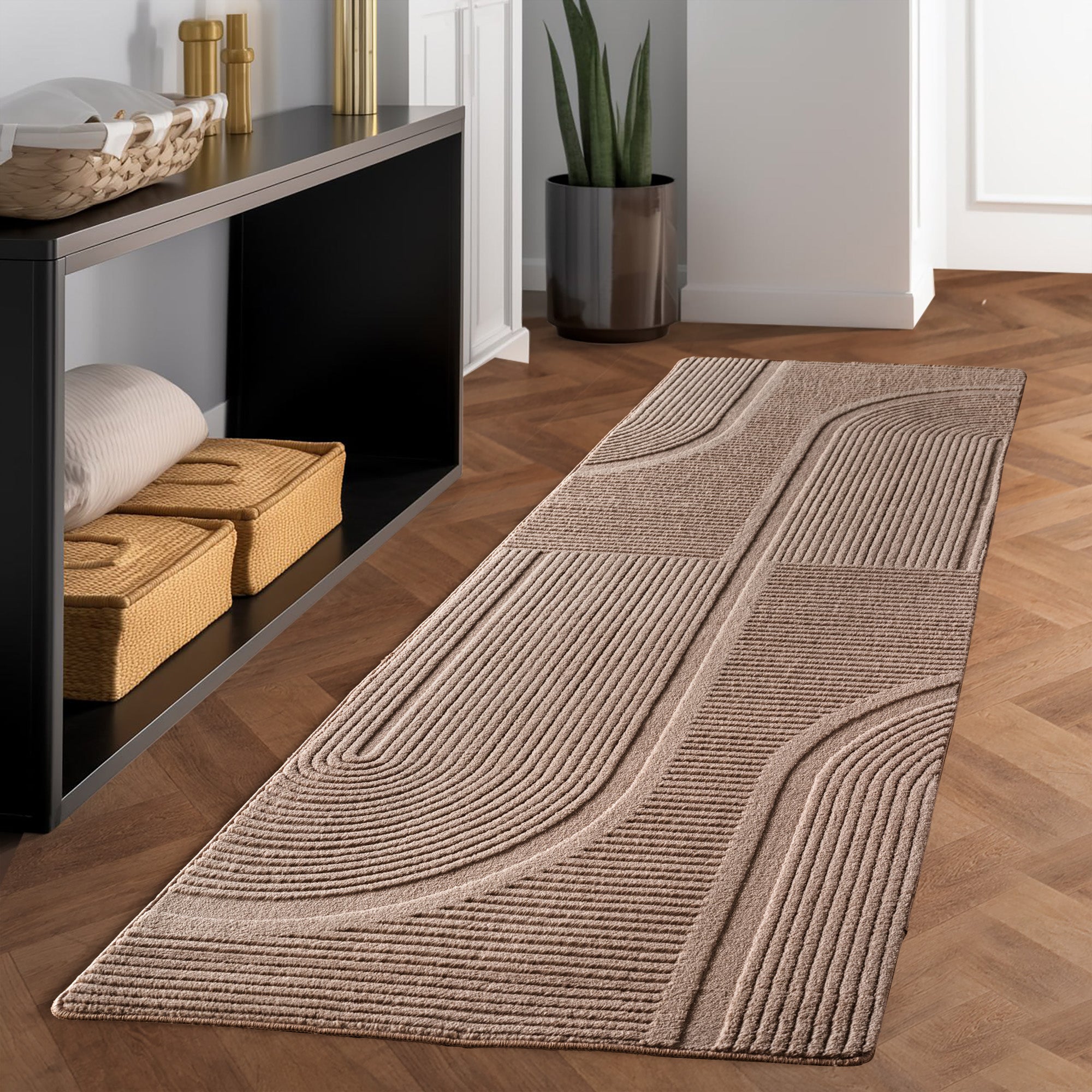 Einfarbig Skandinavischer Boho Teppich Wohnzimmer Beige Creme Waschbarer Teppich