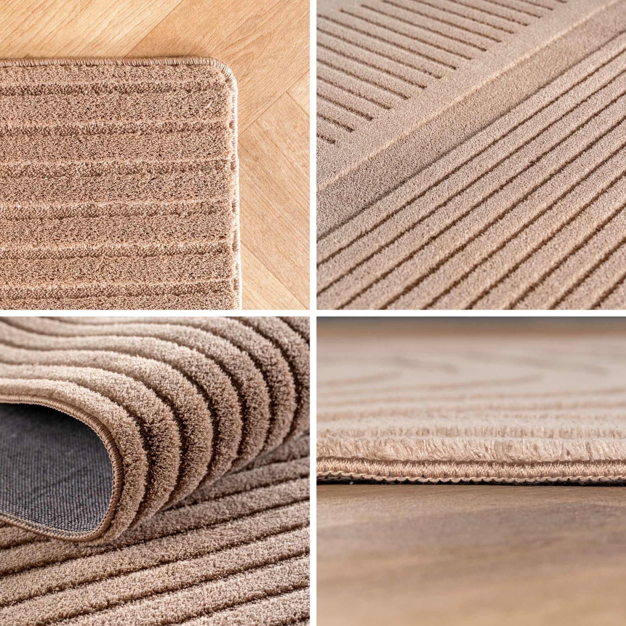 Einfarbig Skandinavischer Boho Teppich Wohnzimmer Beige Creme Waschbarer Teppich