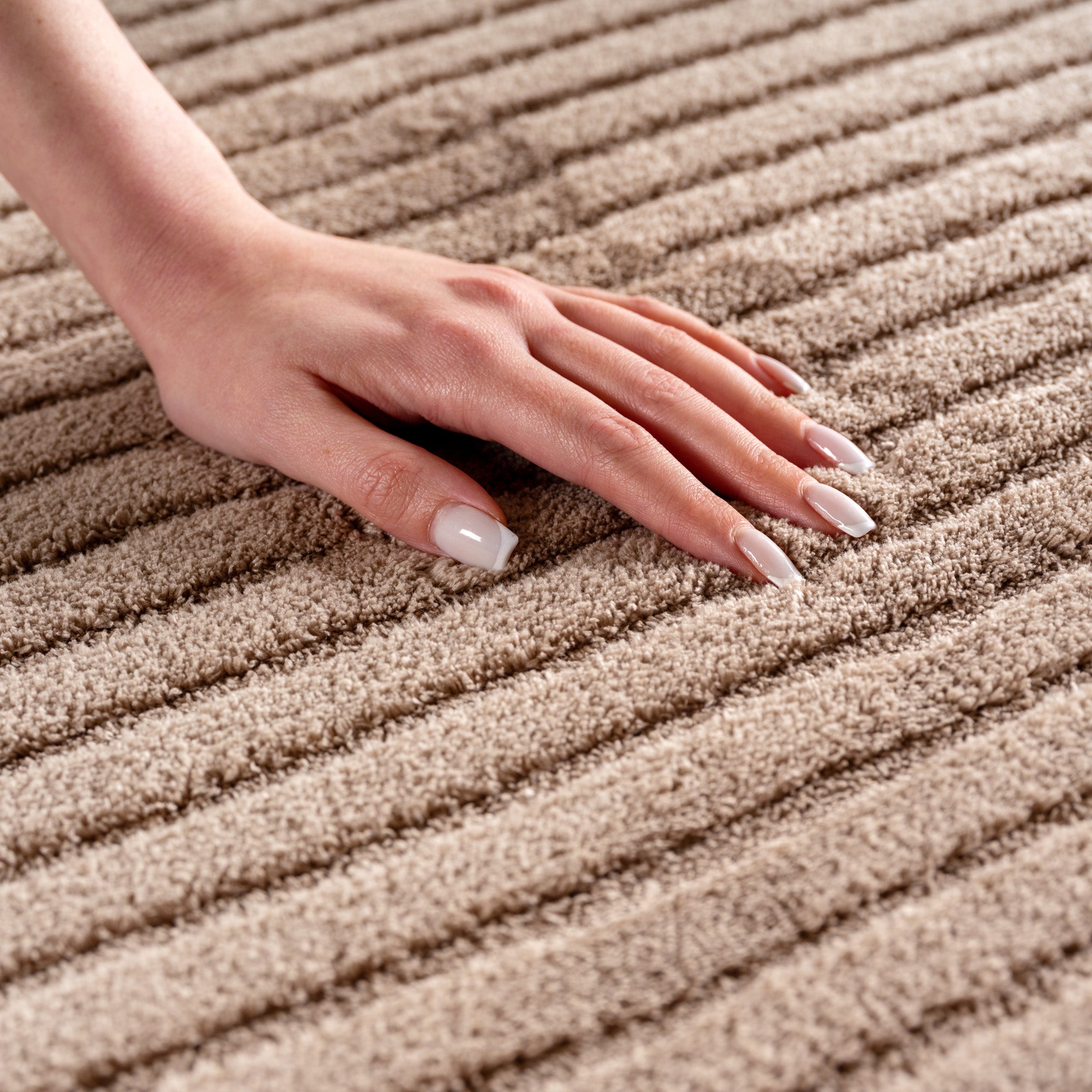 Einfarbig Skandinavischer Boho Teppich Wohnzimmer Beige Creme Waschbarer Teppich