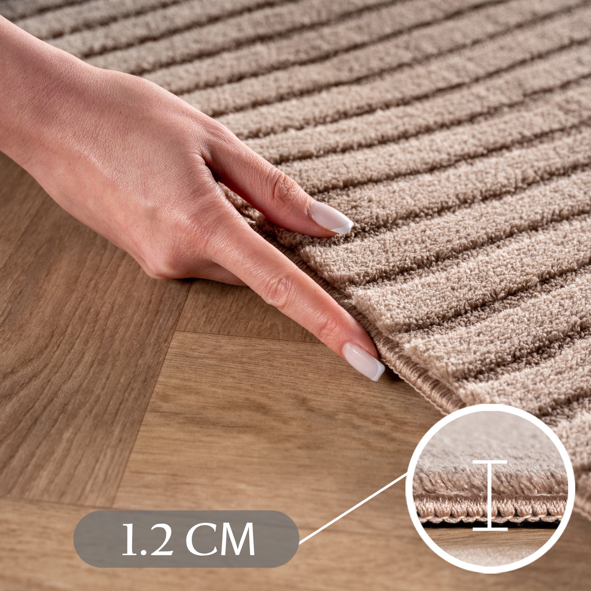 Einfarbig Skandinavischer Boho Teppich Wohnzimmer Beige Creme Waschbarer Teppich