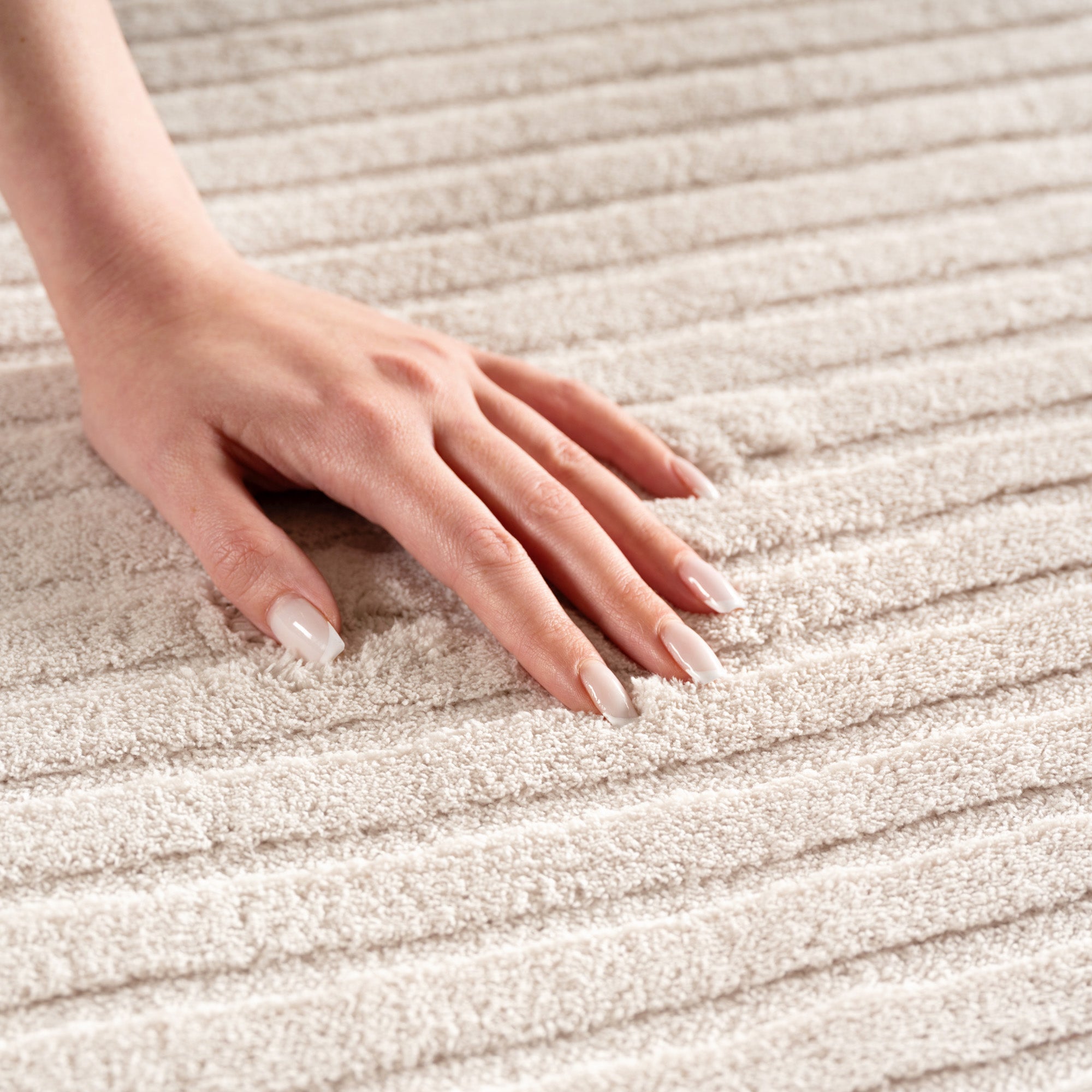 Einfarbig Skandinavischer Boho Teppich Wohnzimmer Beige Creme Waschbarer Teppich