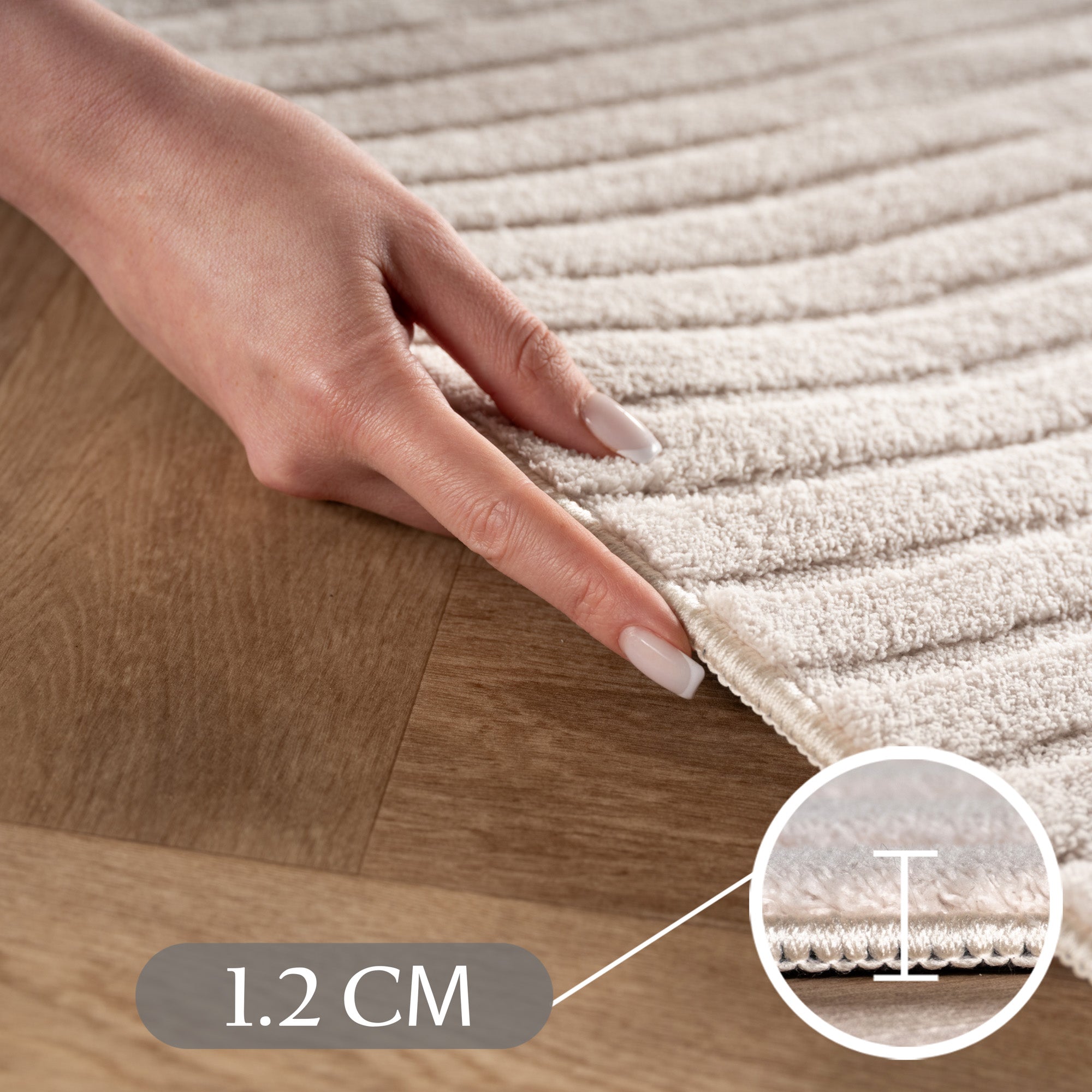 Einfarbig Skandinavischer Boho Teppich Wohnzimmer Beige Creme Waschbarer Teppich