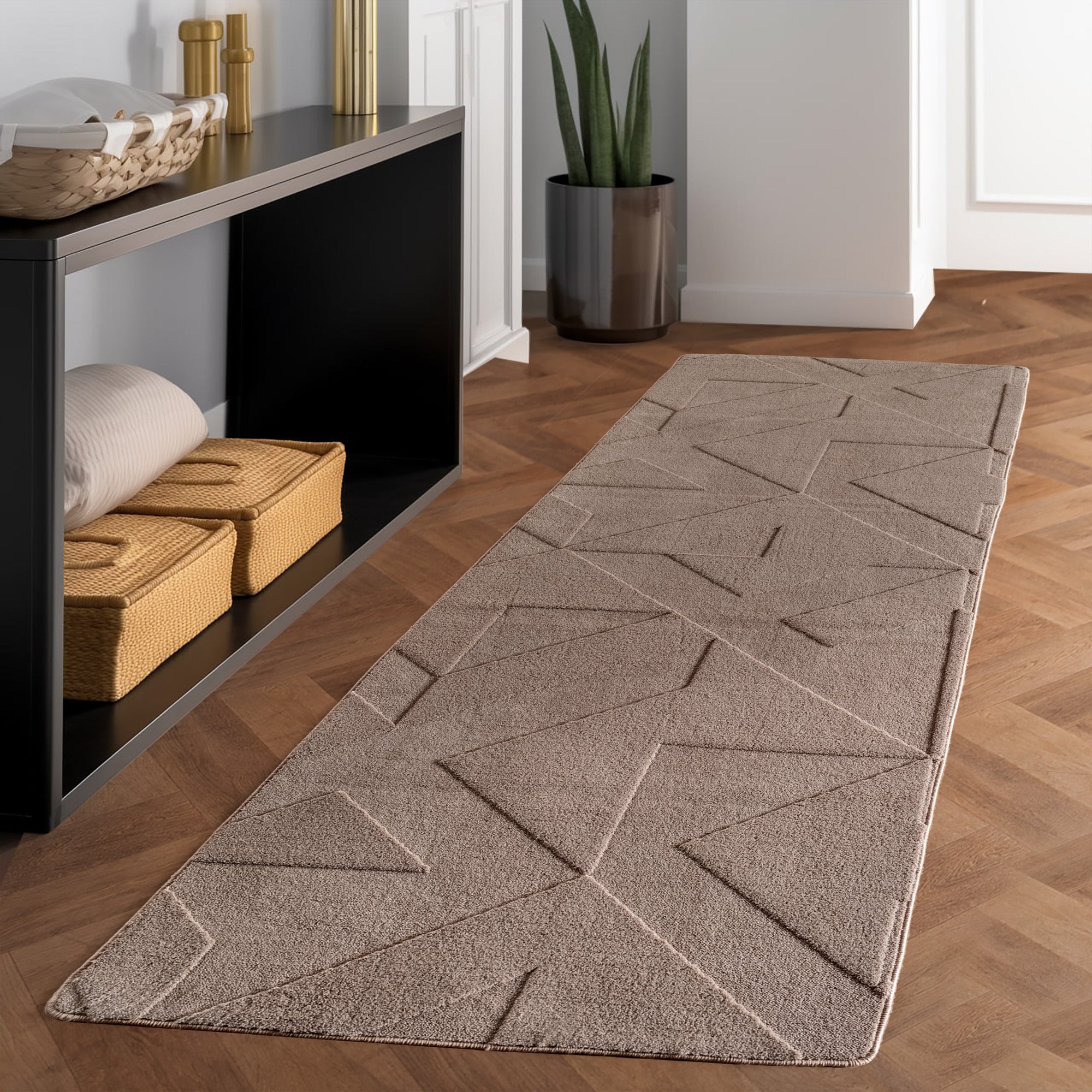 Boho Teppich mit Geometrischem Design Einfarbig Beige - Creme Waschbarer Teppich