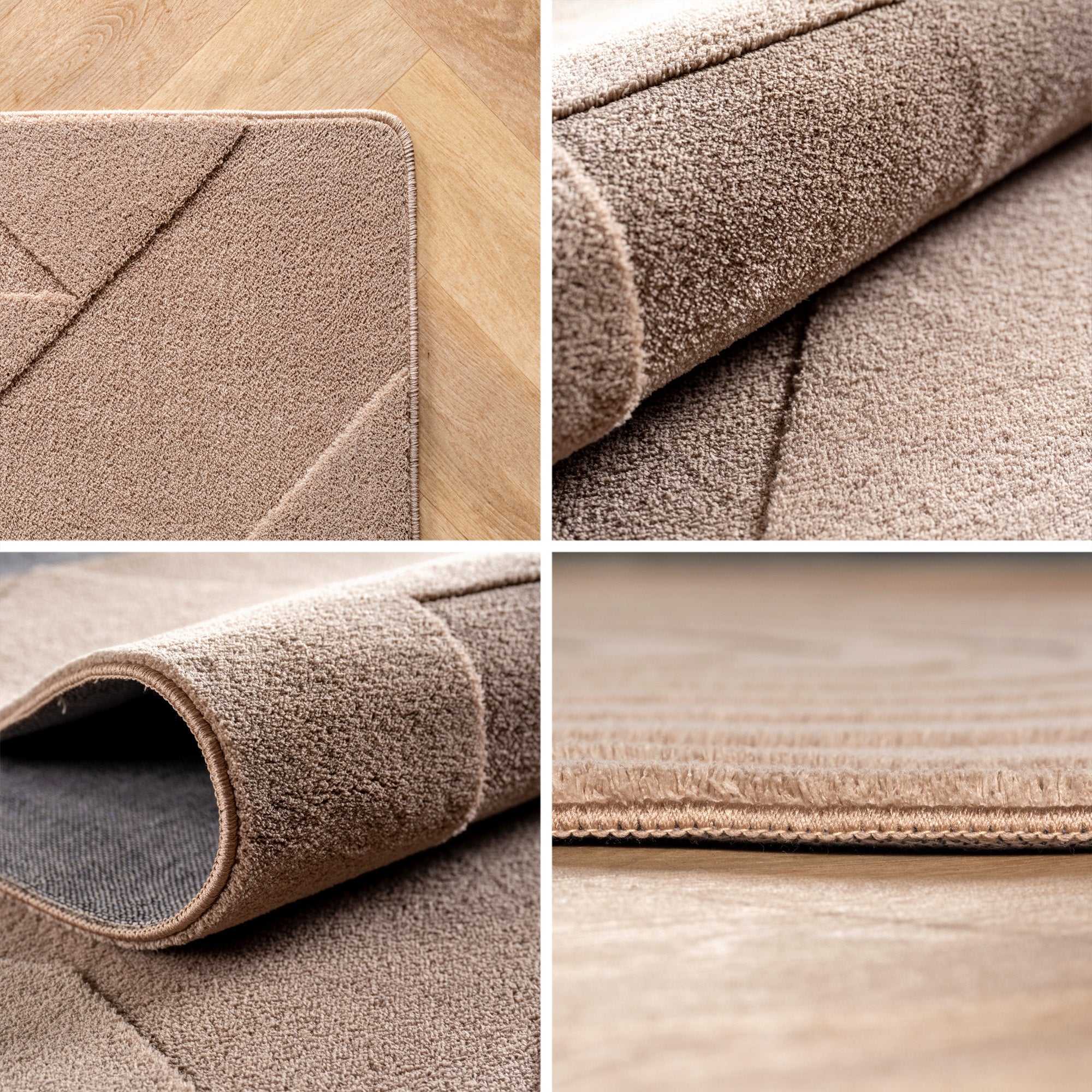 Boho Teppich mit Geometrischem Design Einfarbig Beige - Creme Waschbarer Teppich