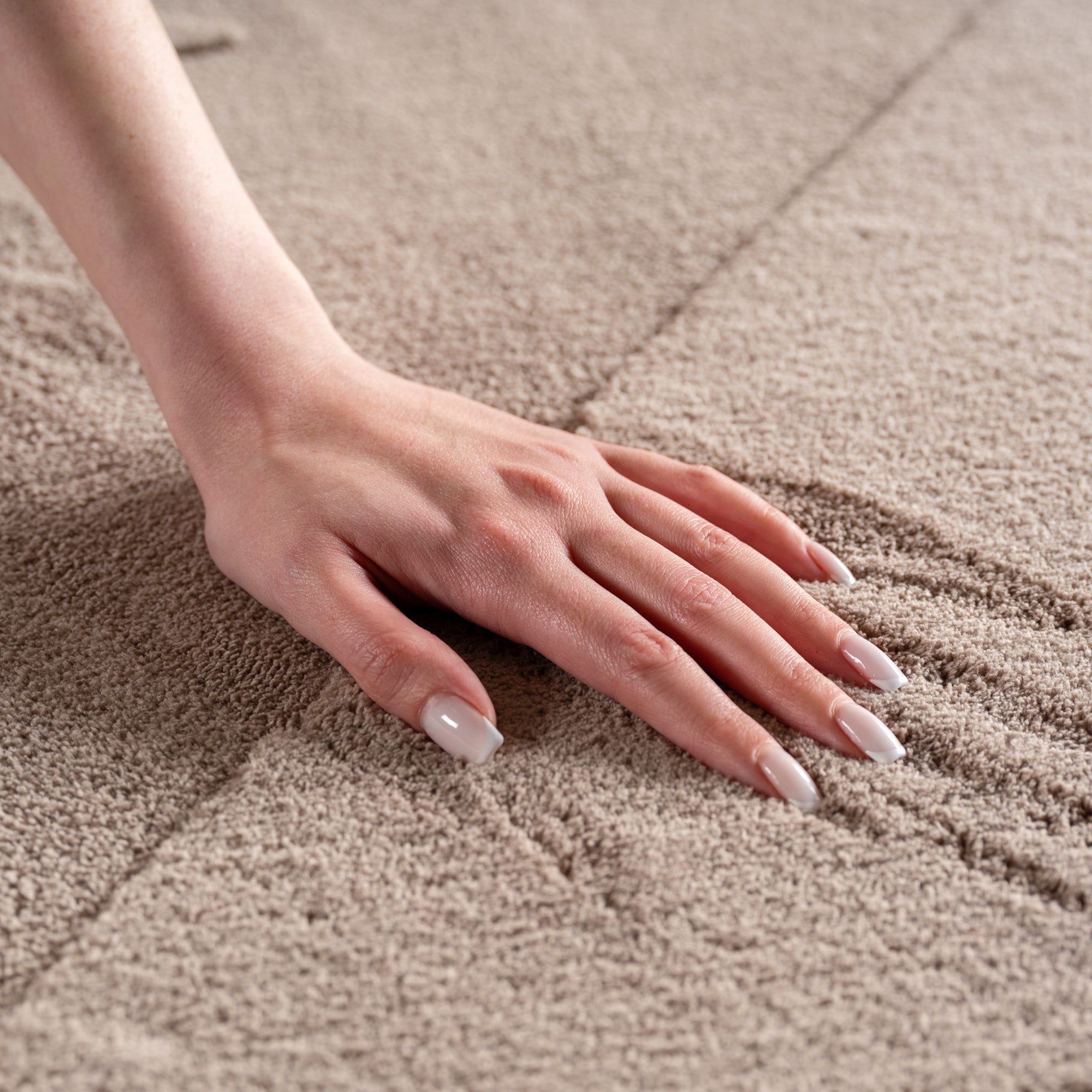 Boho Teppich mit Geometrischem Design Einfarbig Beige - Creme Waschbarer Teppich