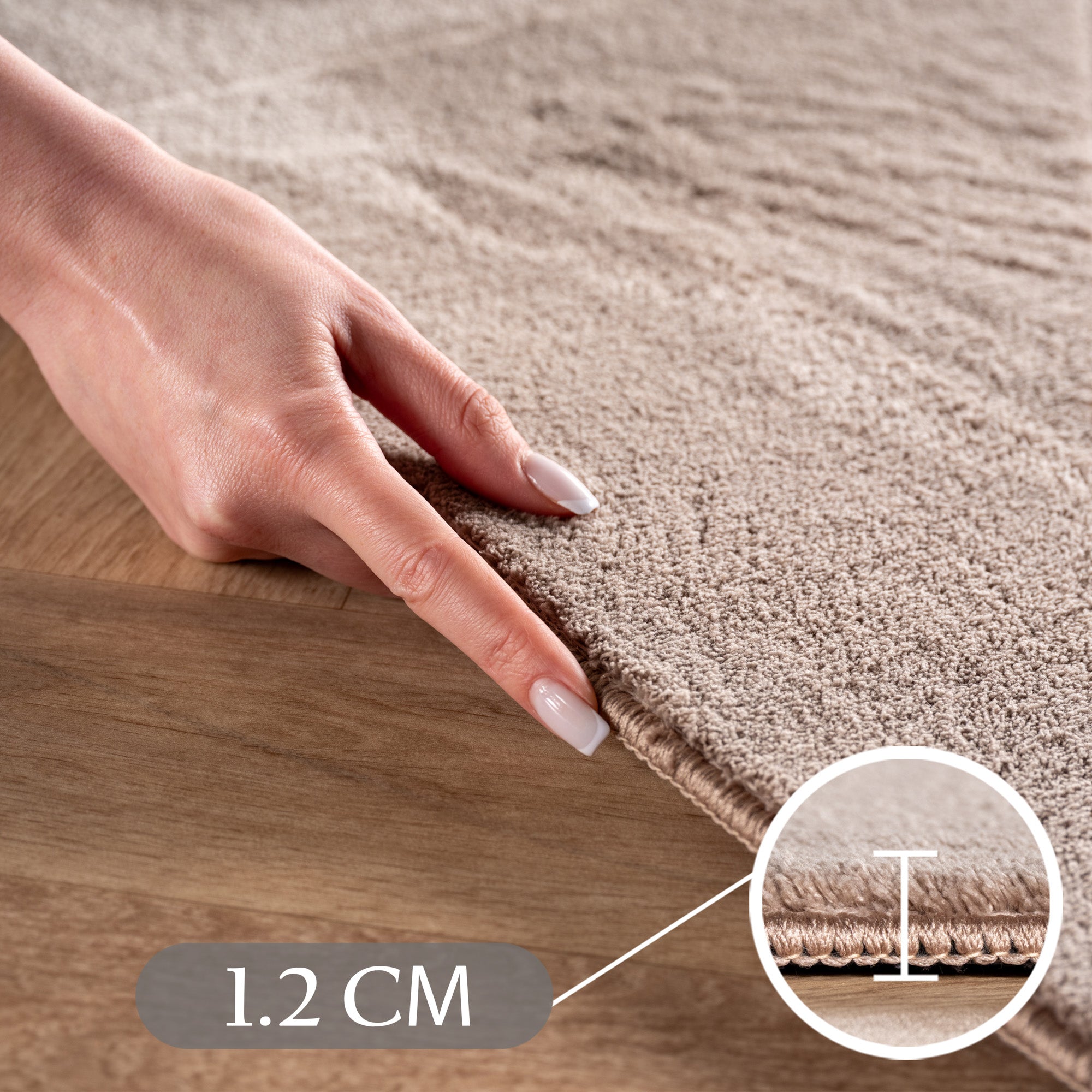 Boho Teppich mit Geometrischem Design Einfarbig Beige - Creme Waschbarer Teppich