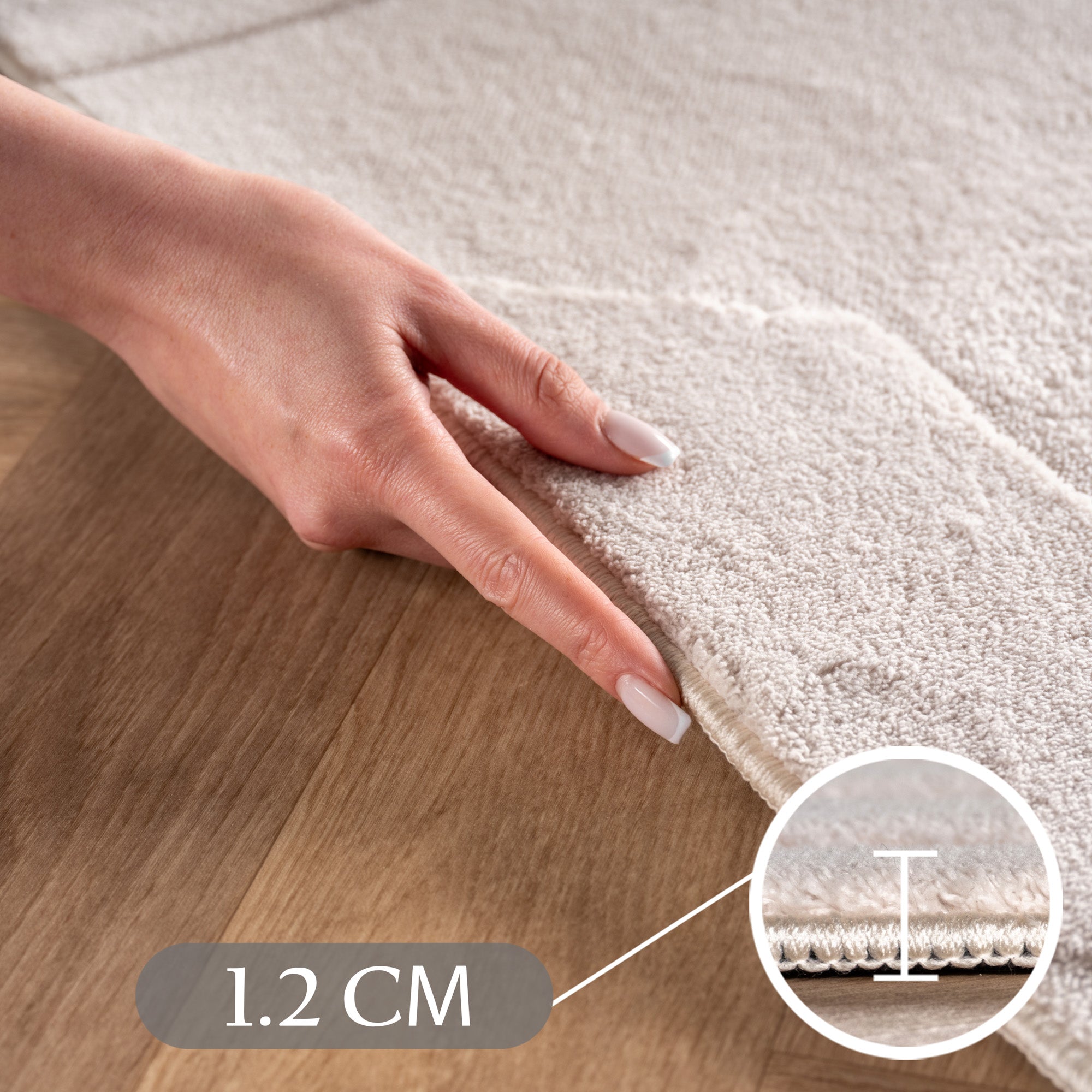 Boho Teppich mit Geometrischem Design Einfarbig Beige - Creme Waschbarer Teppich