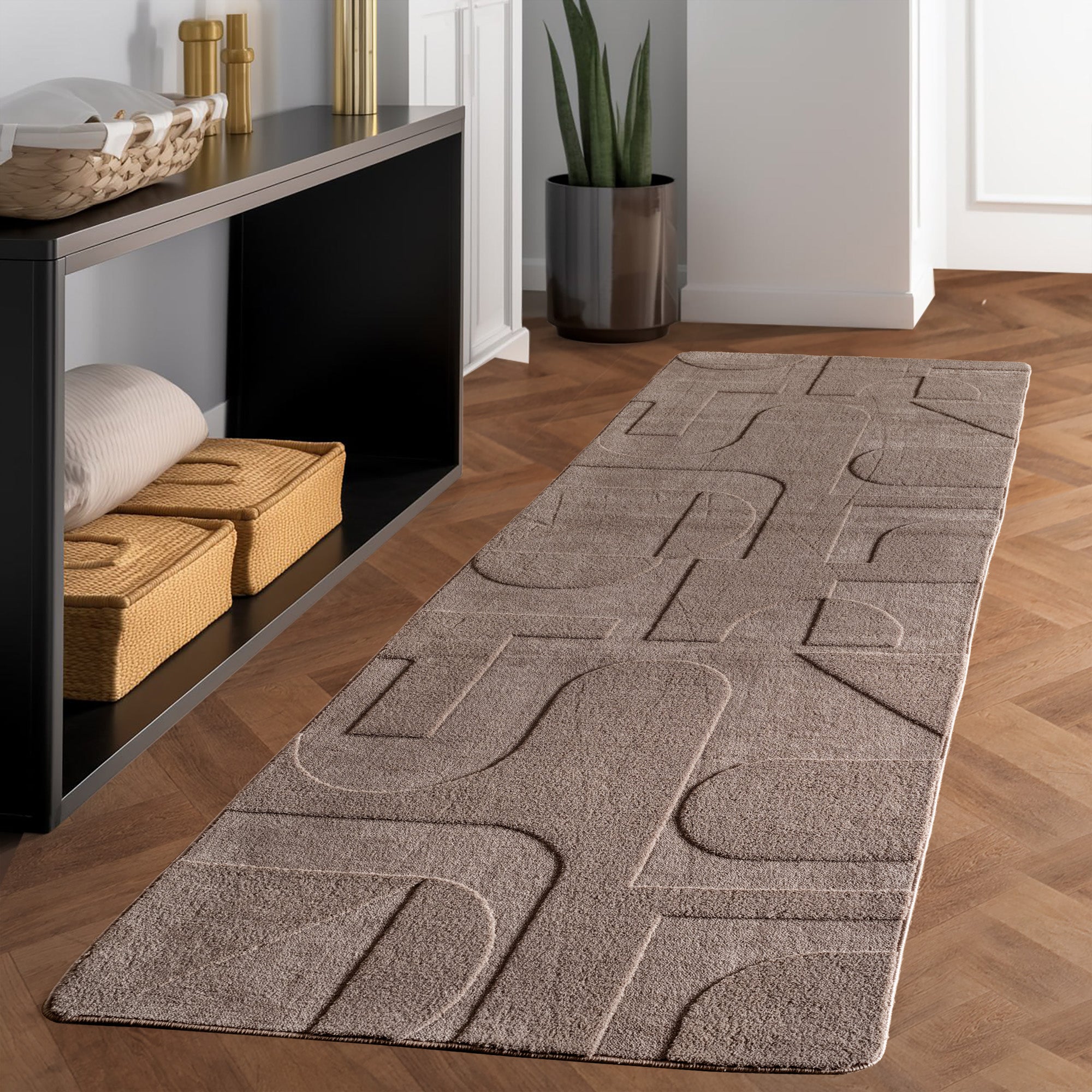 Skandinavischer Teppich Boho Design Einfarbig Beige und Creme Waschbarer Teppich