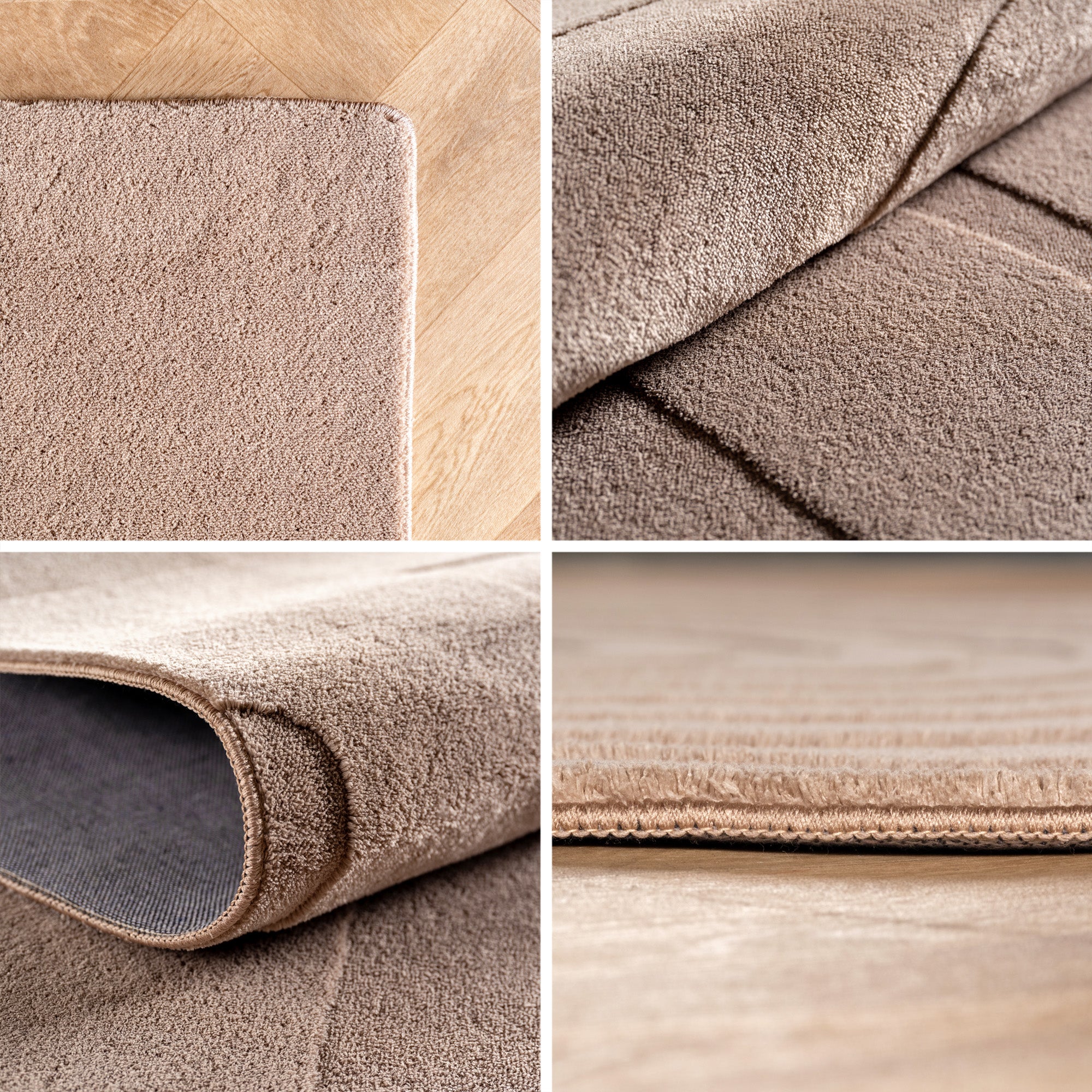 Skandinavischer Teppich Boho Design Einfarbig Beige und Creme Waschbarer Teppich