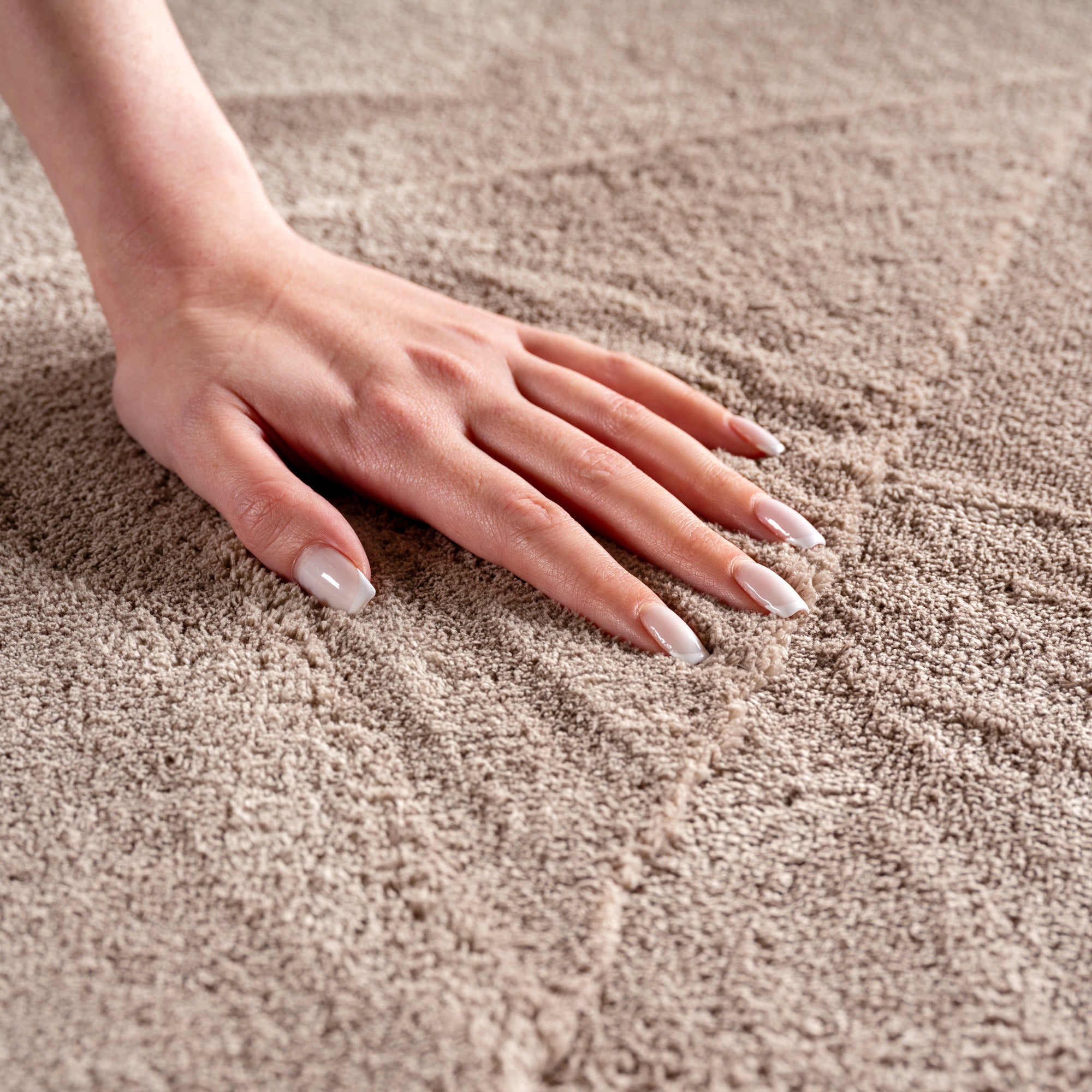 Skandinavischer Teppich Boho Design Einfarbig Beige und Creme Waschbarer Teppich
