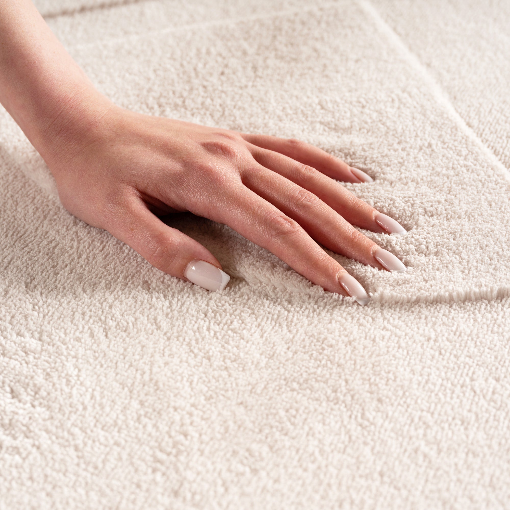 Skandinavischer Teppich Boho Design Einfarbig Beige und Creme Waschbarer Teppich