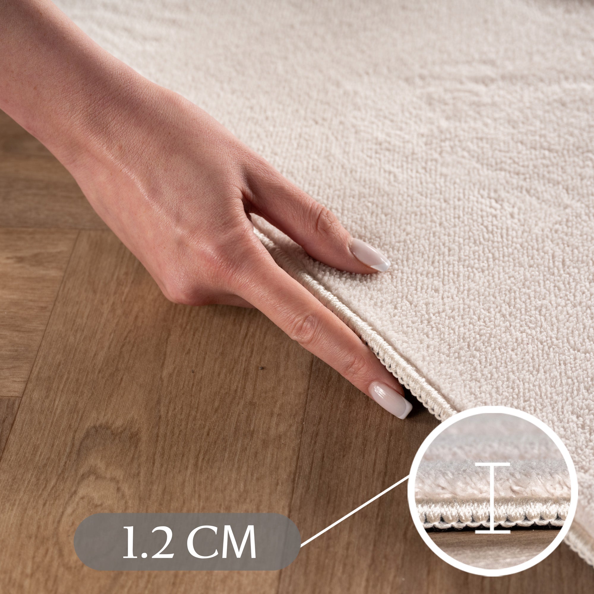 Skandinavischer Teppich Boho Design Einfarbig Beige und Creme Waschbarer Teppich