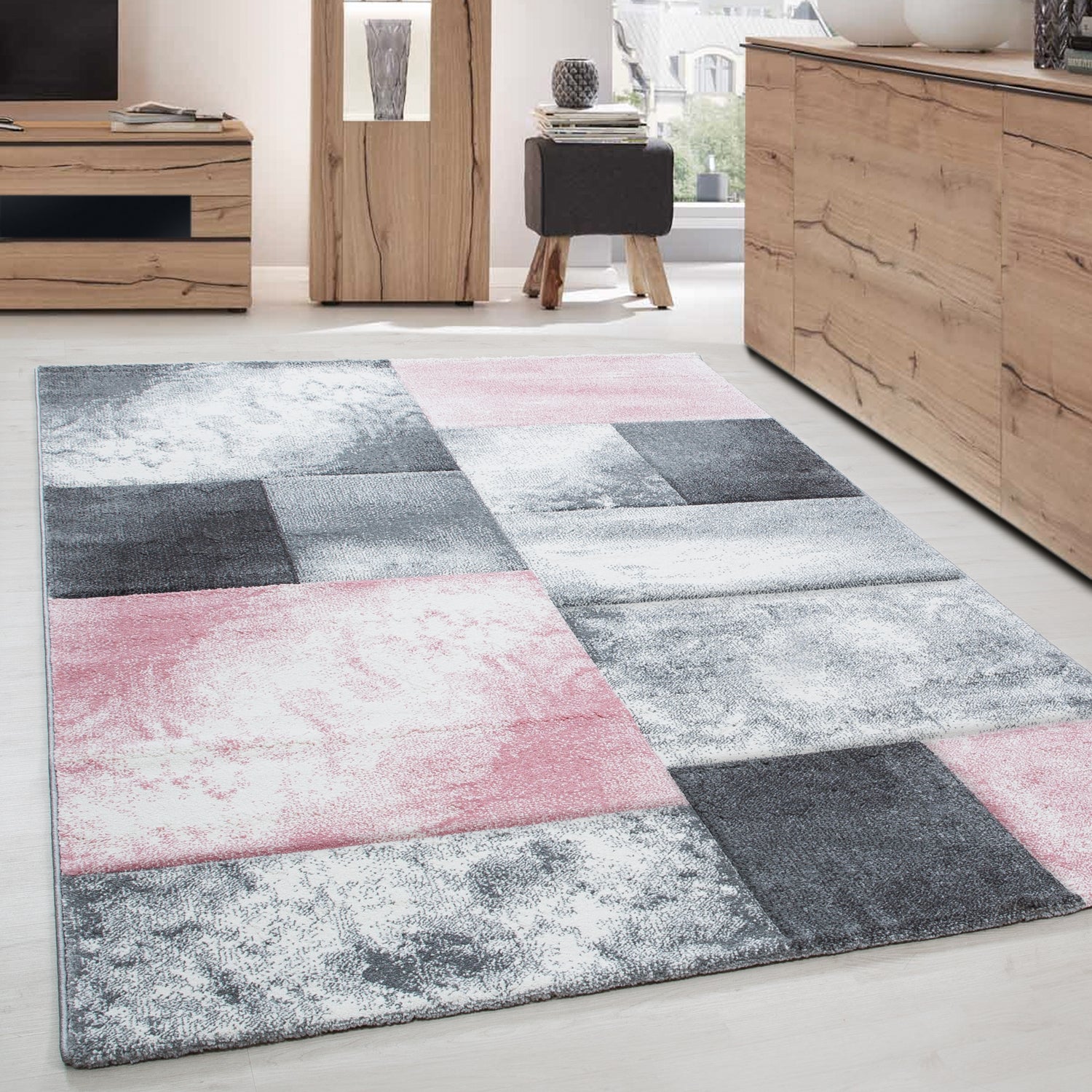 Designer Wohnzimmer Teppich Modern Design handgearbeiteter Konturenschnitt