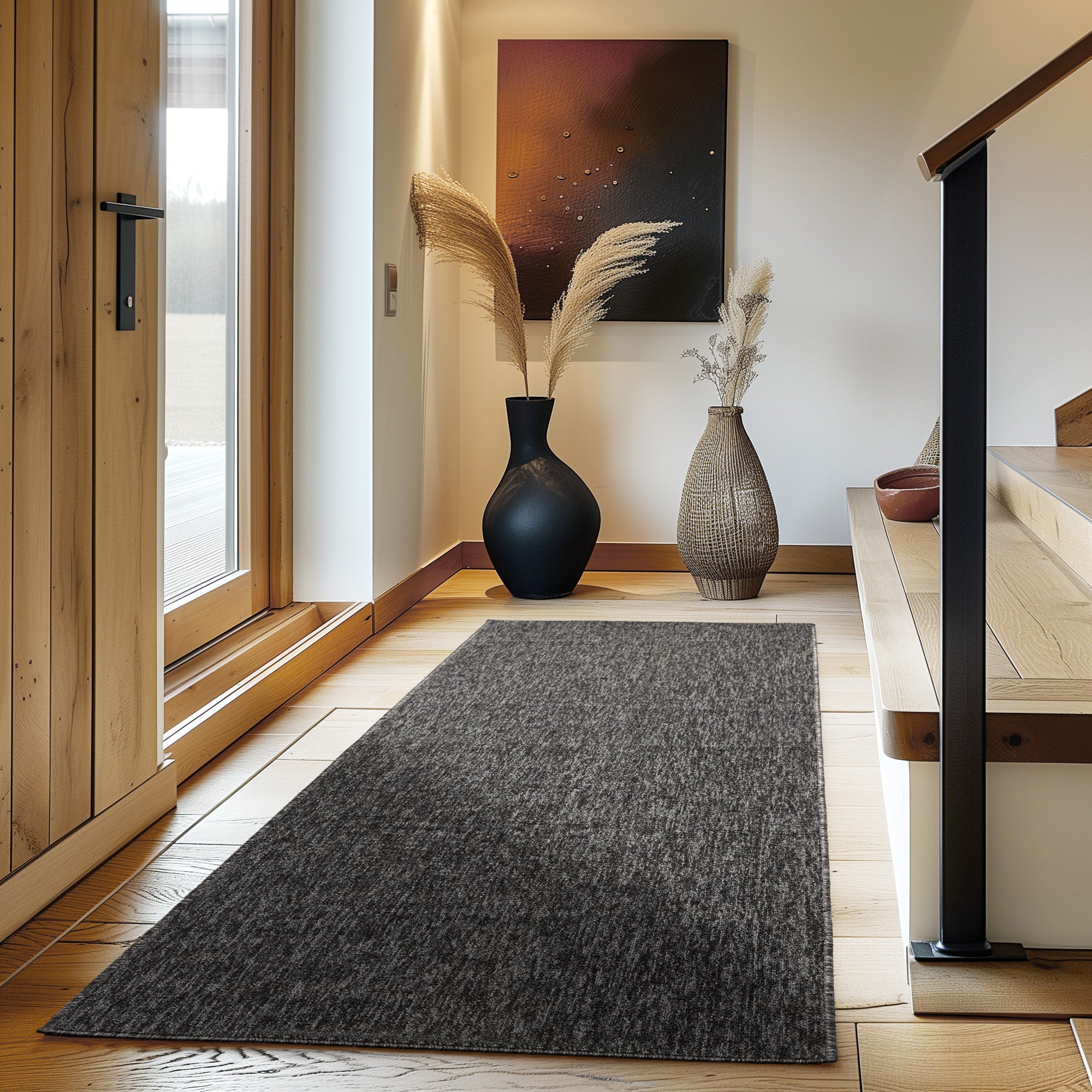 Teppich Wohnzimmer Kurzflor Flachgewebe Schlingenteppich meliert Pflegeleicht