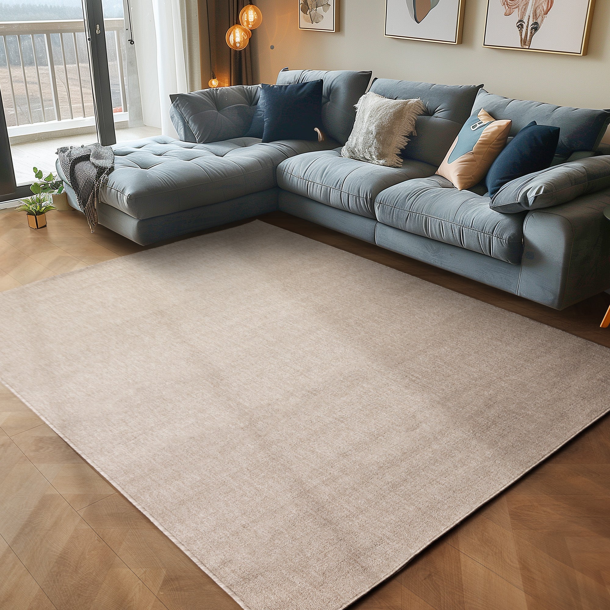 Teppich Wohnzimmer Kurzflor Flachgewebe Schlingenteppich meliert Pflegeleicht
