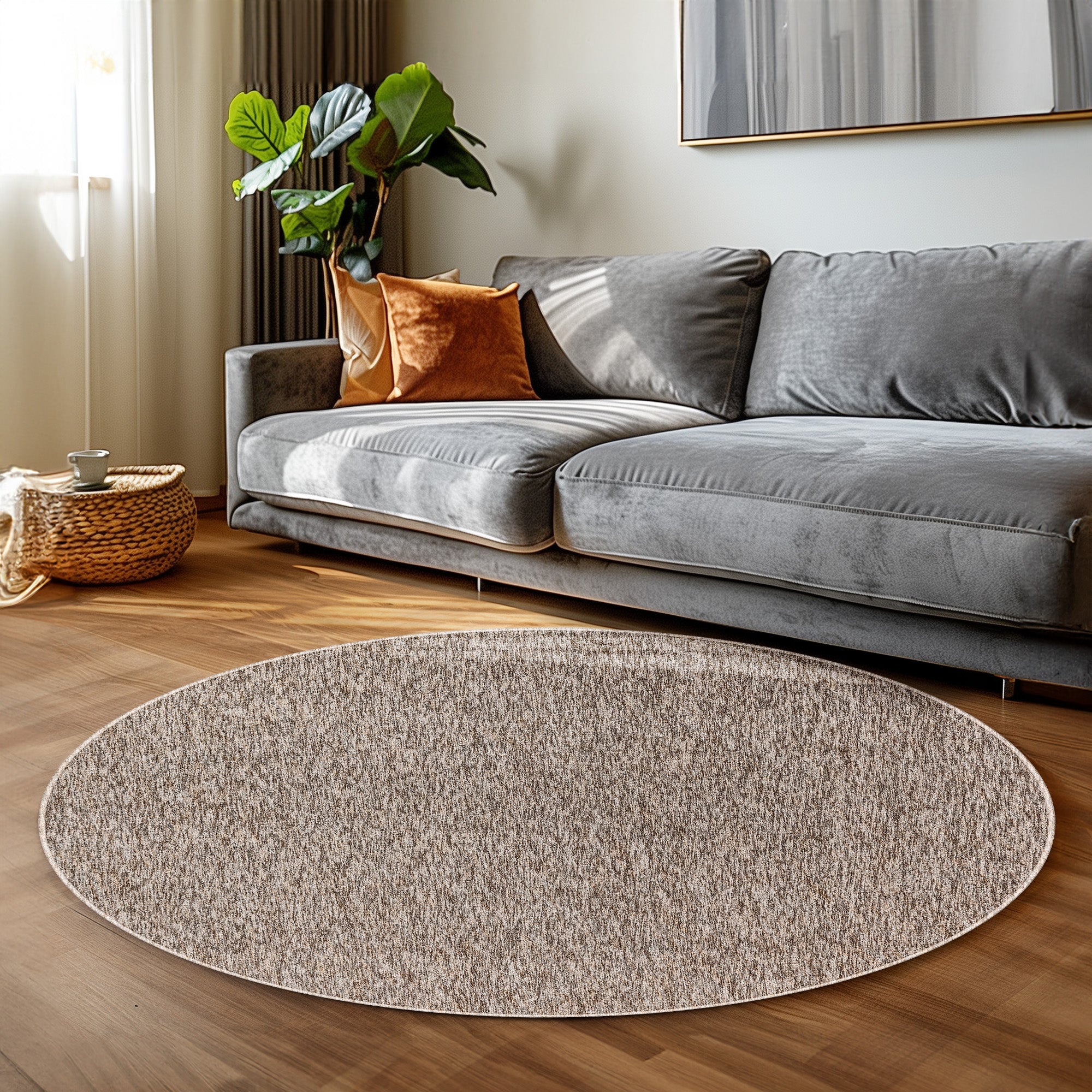 Teppich Wohnzimmer Kurzflor Flachgewebe Schlingenteppich meliert Pflegeleicht