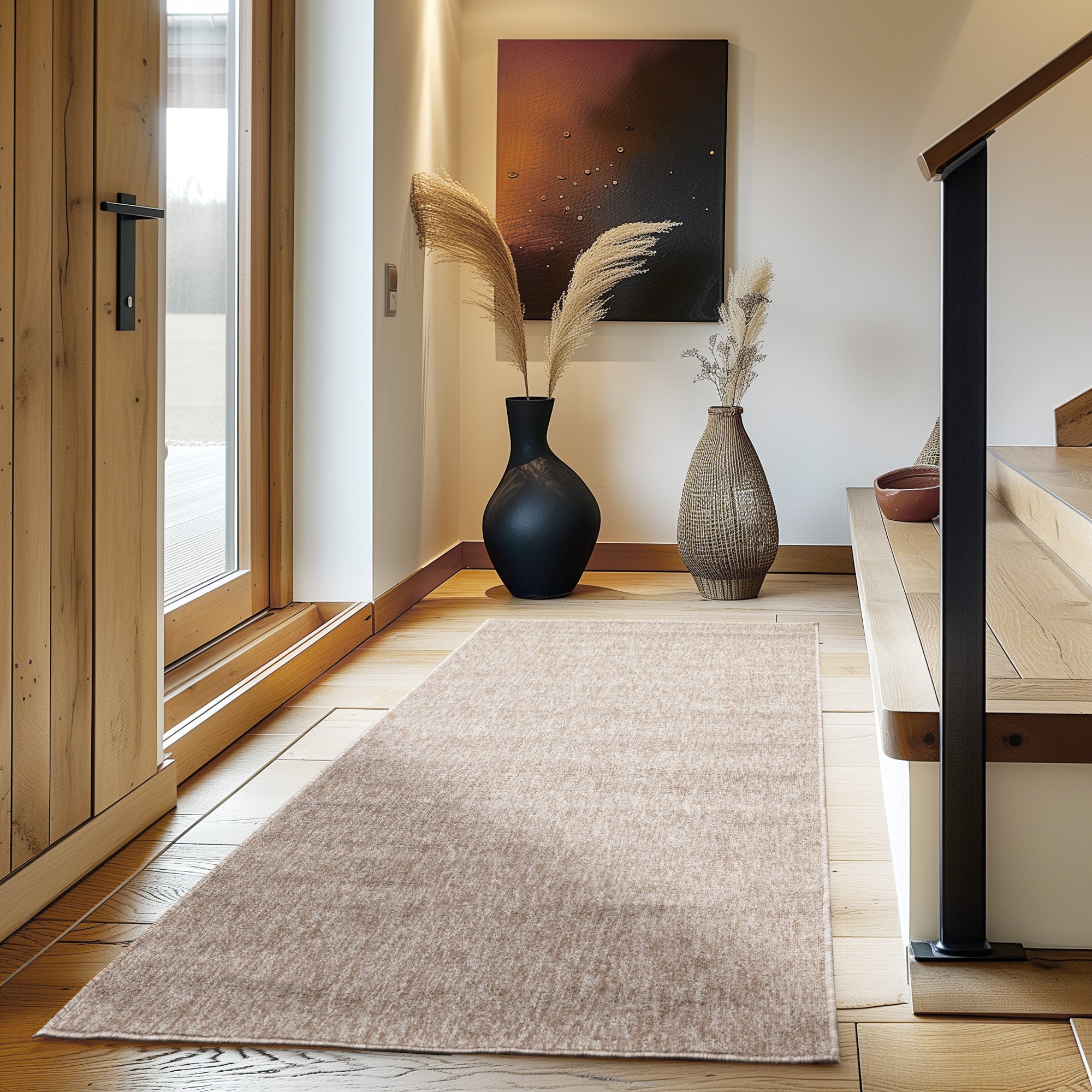 Teppich Wohnzimmer Kurzflor Flachgewebe Schlingenteppich meliert Pflegeleicht