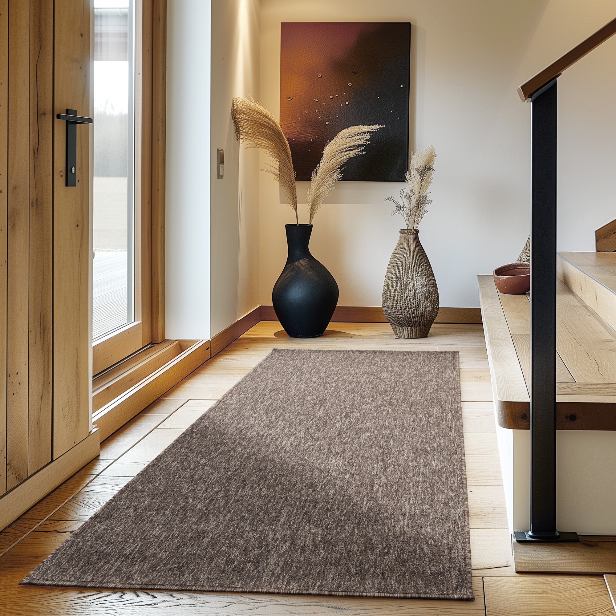 Teppich Wohnzimmer Kurzflor Flachgewebe Schlingenteppich meliert Pflegeleicht