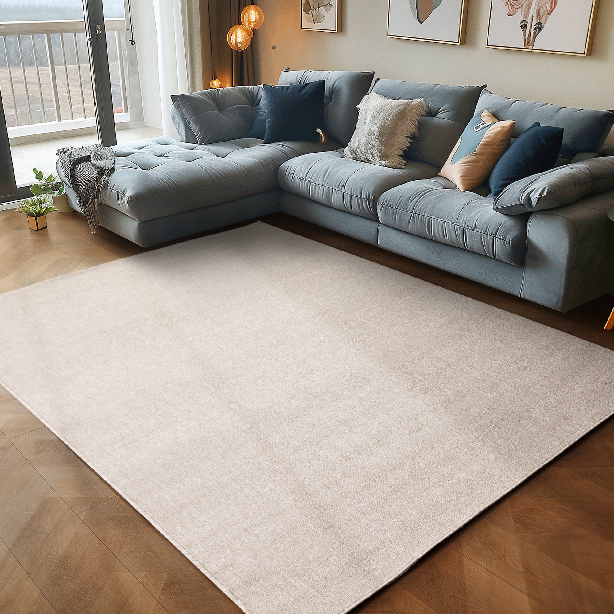 Teppich Wohnzimmer Kurzflor Flachgewebe Schlingenteppich meliert Pflegeleicht