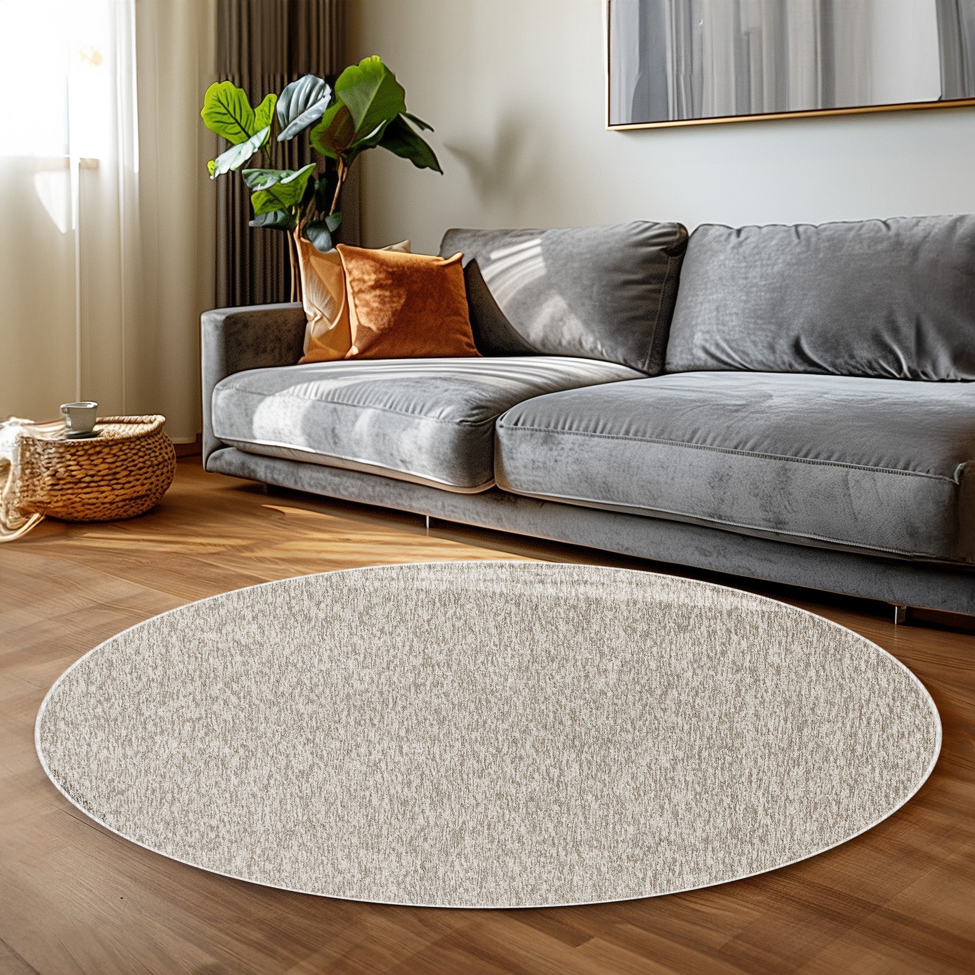 Teppich Wohnzimmer Kurzflor Flachgewebe Schlingenteppich meliert Pflegeleicht