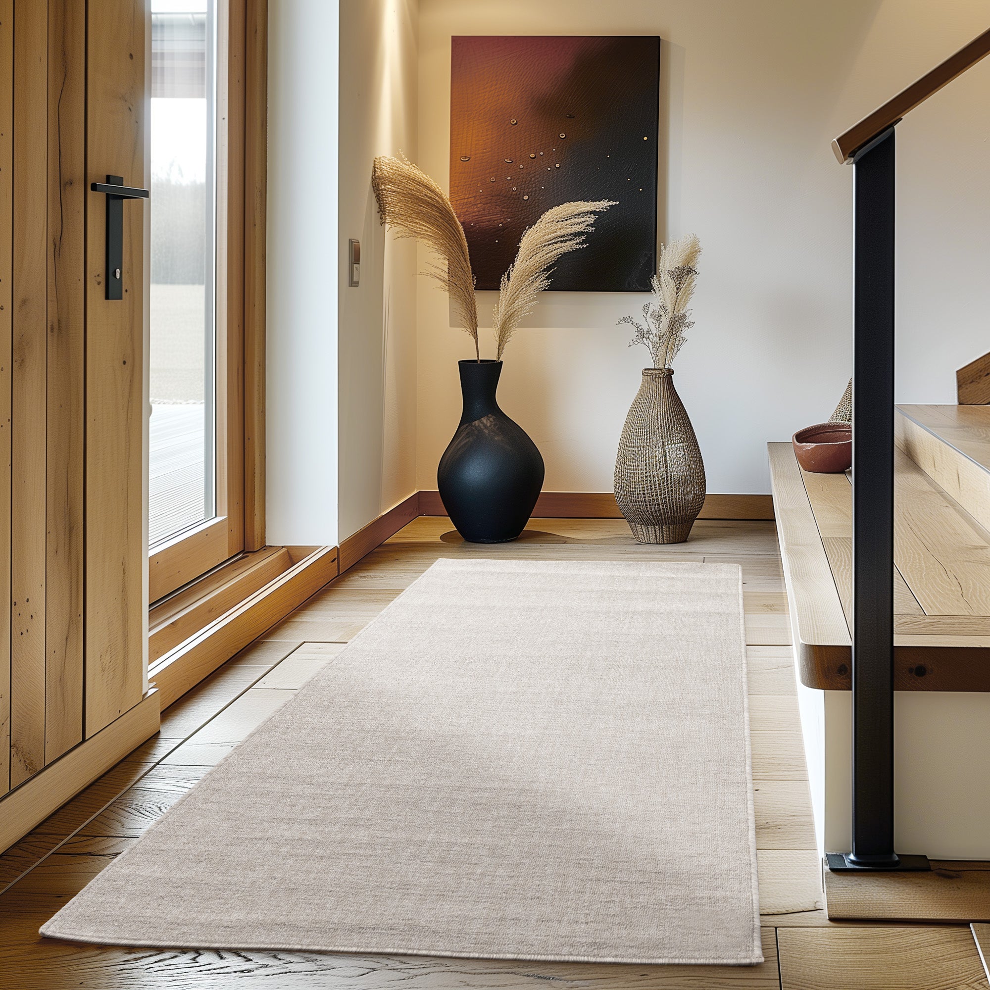 Teppich Wohnzimmer Kurzflor Flachgewebe Schlingenteppich meliert Pflegeleicht