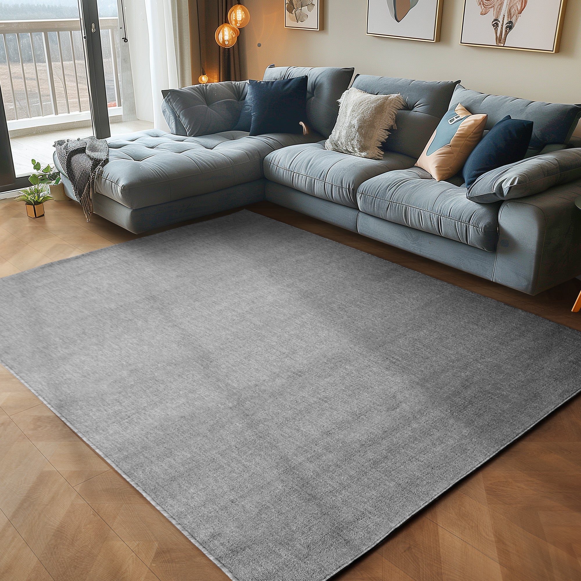 Teppich Wohnzimmer Kurzflor Flachgewebe Schlingenteppich meliert Pflegeleicht
