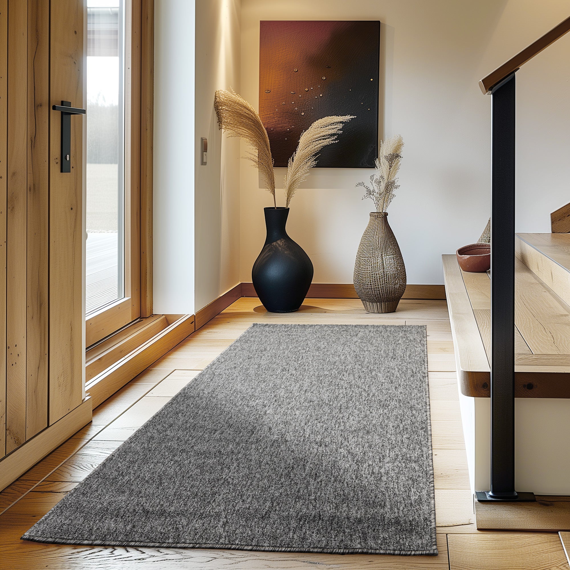 Teppich Wohnzimmer Kurzflor Flachgewebe Schlingenteppich meliert Pflegeleicht