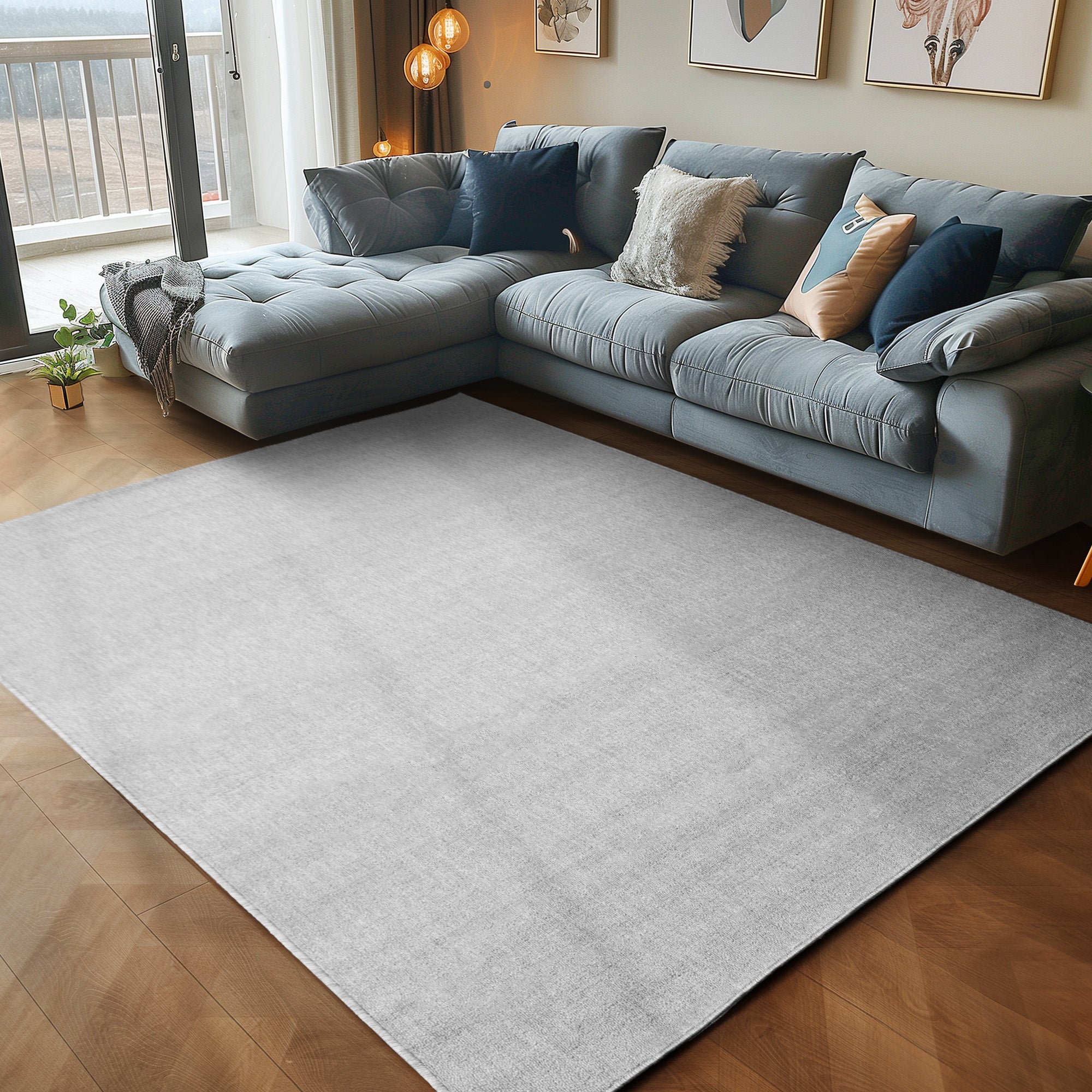 Teppich Wohnzimmer Kurzflor Flachgewebe Schlingenteppich meliert Pflegeleicht
