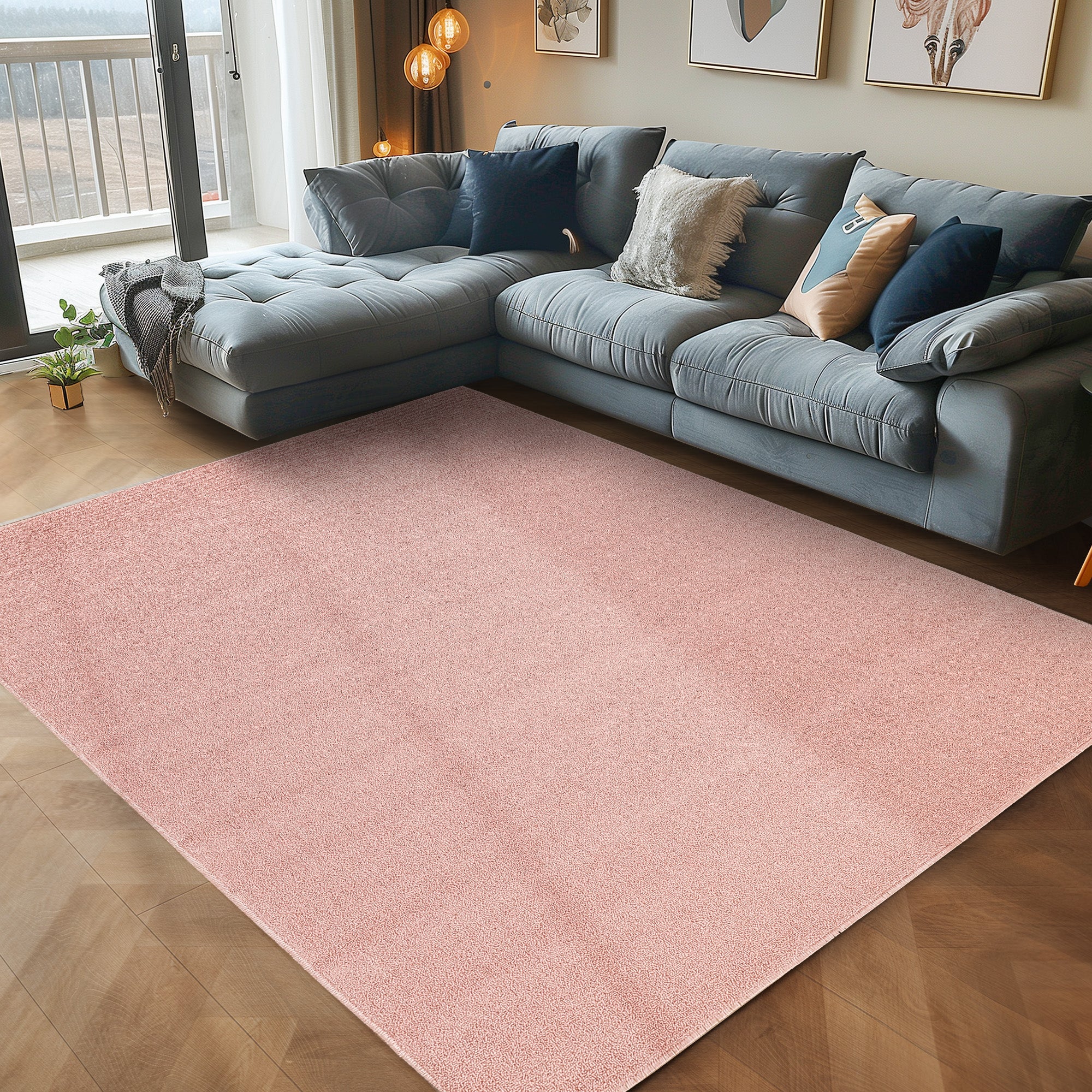 Teppich Wohnzimmer Kurzflor Flachgewebe Schlingenteppich meliert Pflegeleicht