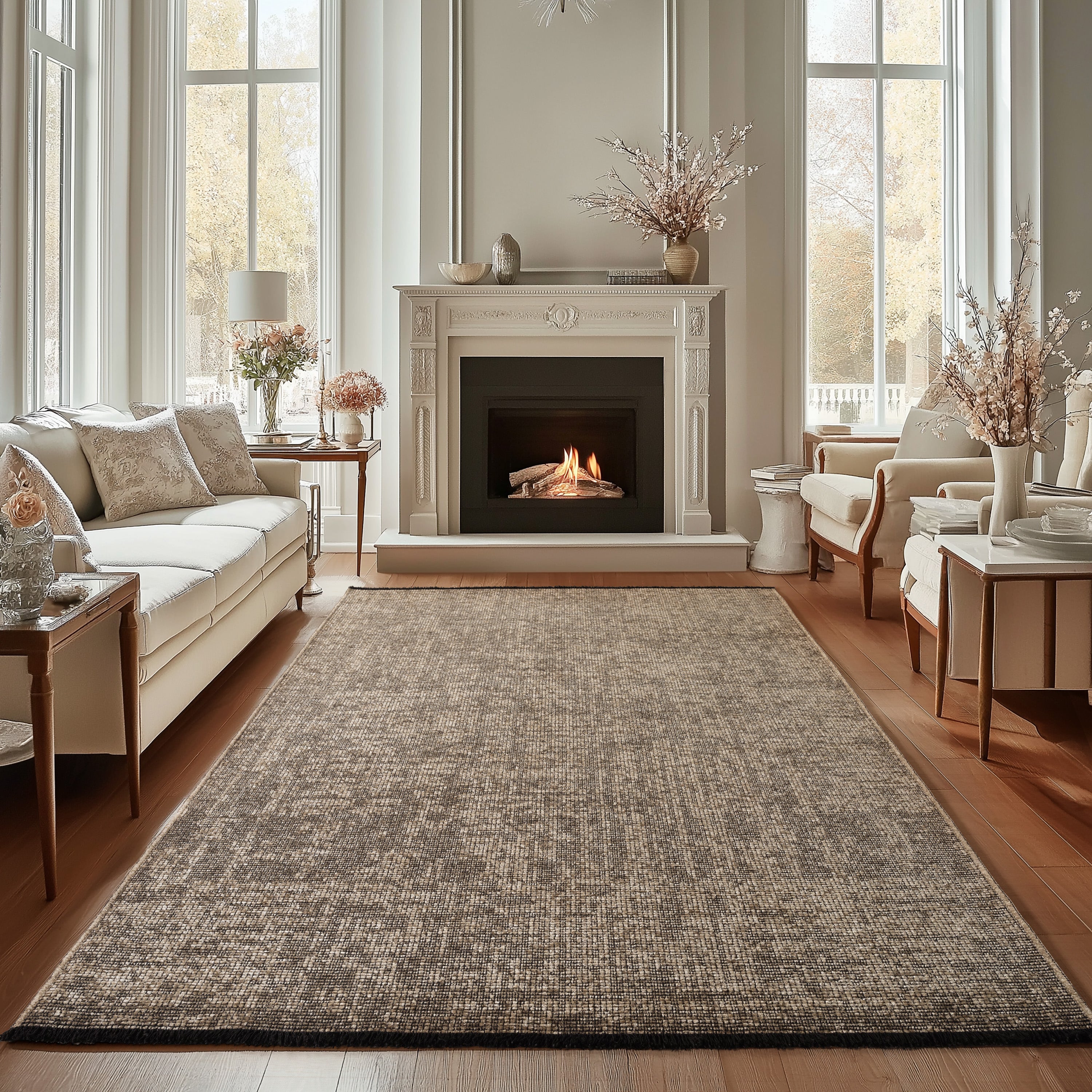 Chenille Teppich Baumwolle, Vintage Waschbar, Rutschfest Einfarbig Wohnzimmer