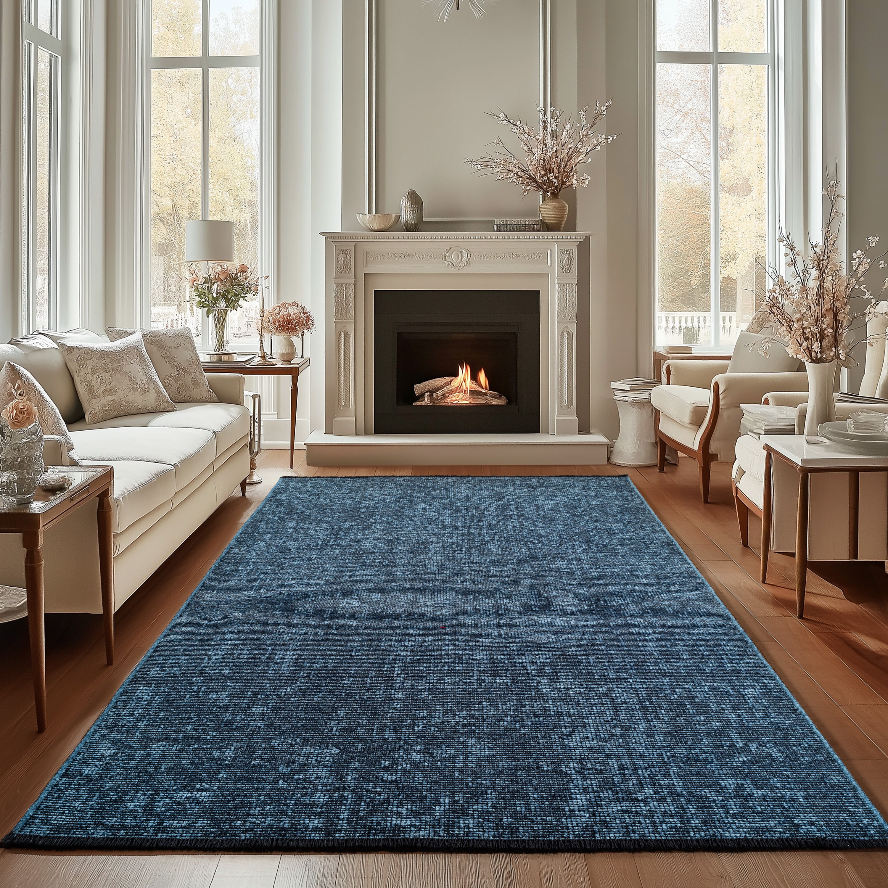 Chenille Teppich Baumwolle, Vintage Waschbar, Rutschfest Einfarbig Wohnzimmer