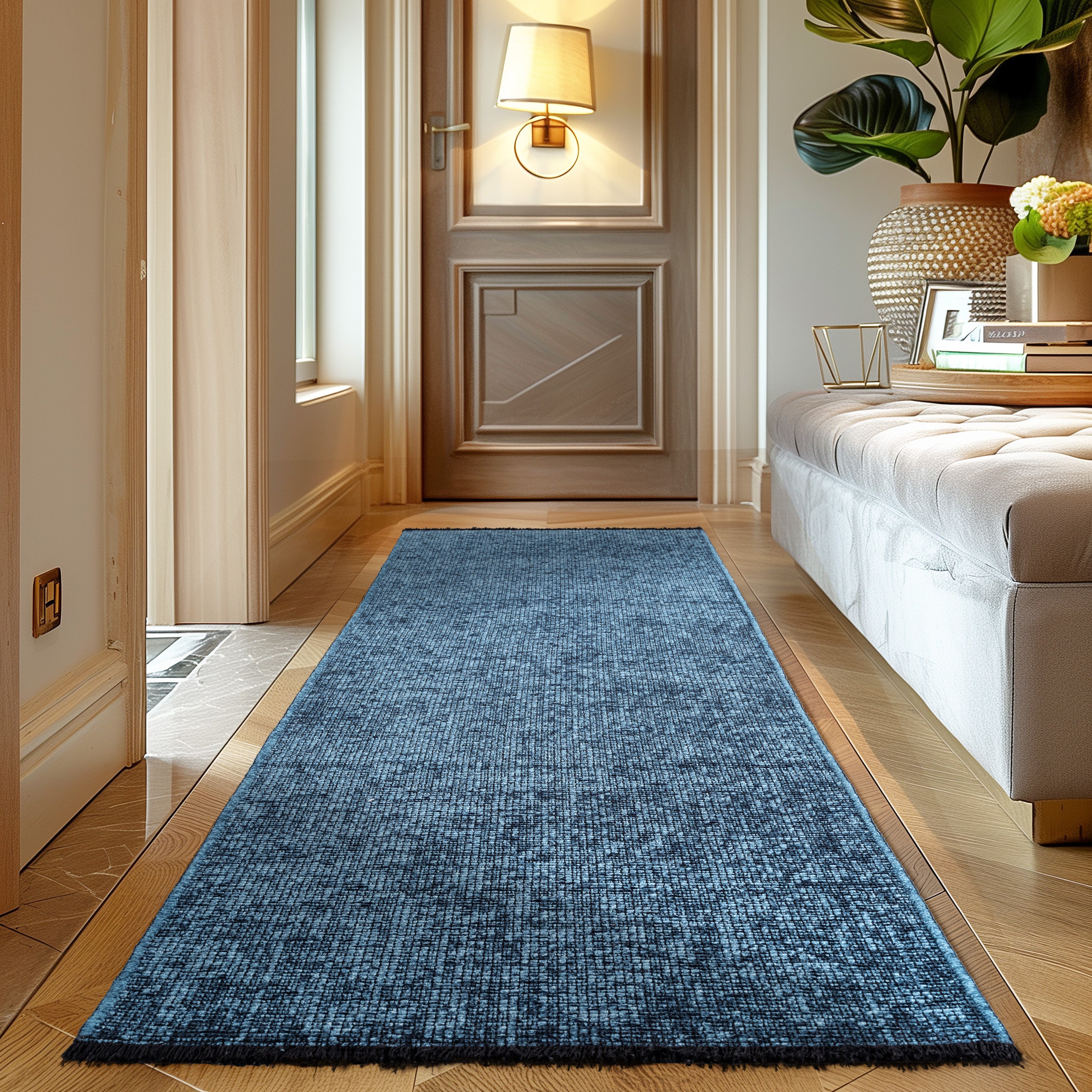 Chenille Teppich Baumwolle, Vintage Waschbar, Rutschfest Einfarbig Wohnzimmer