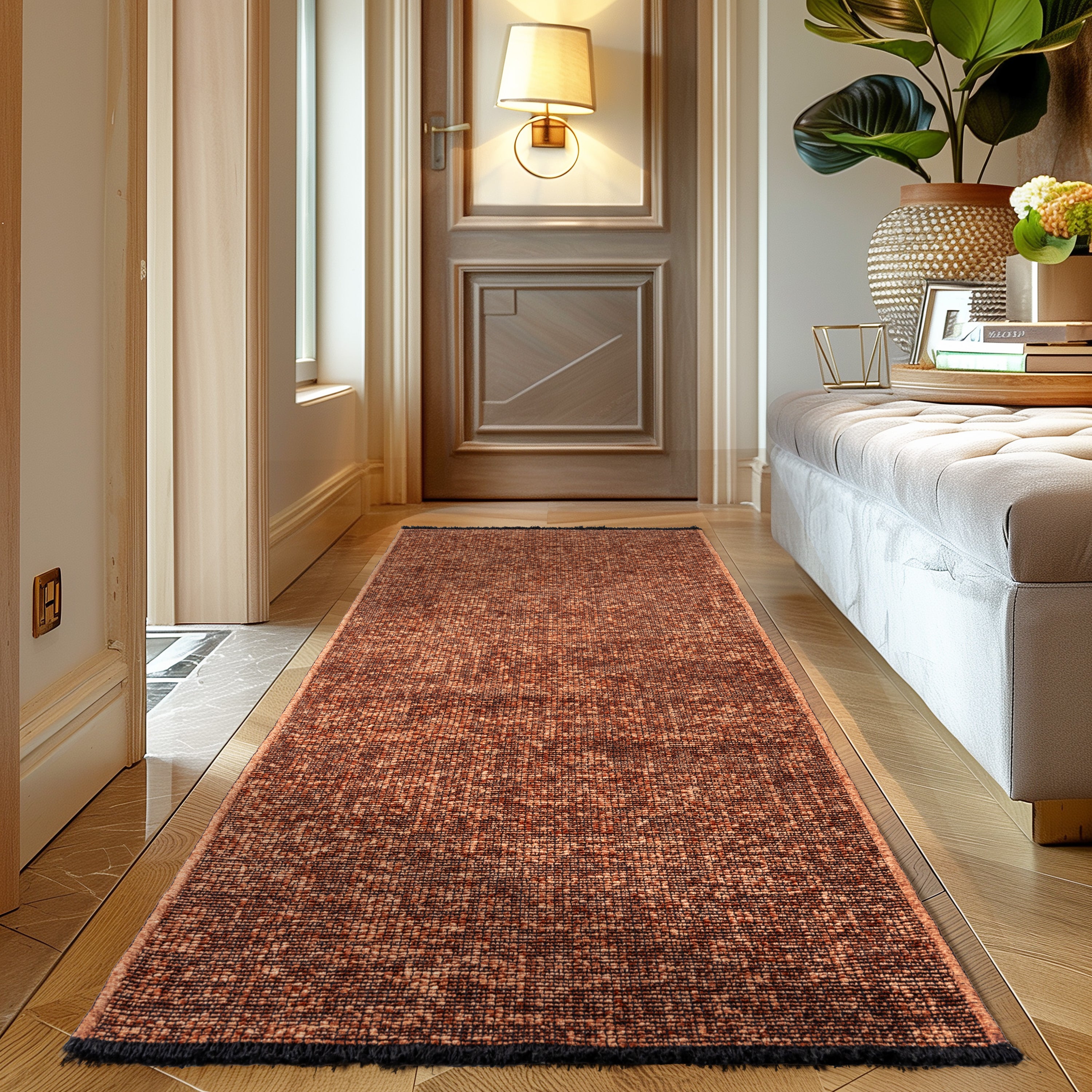 Chenille Teppich Baumwolle, Vintage Waschbar, Rutschfest Einfarbig Wohnzimmer