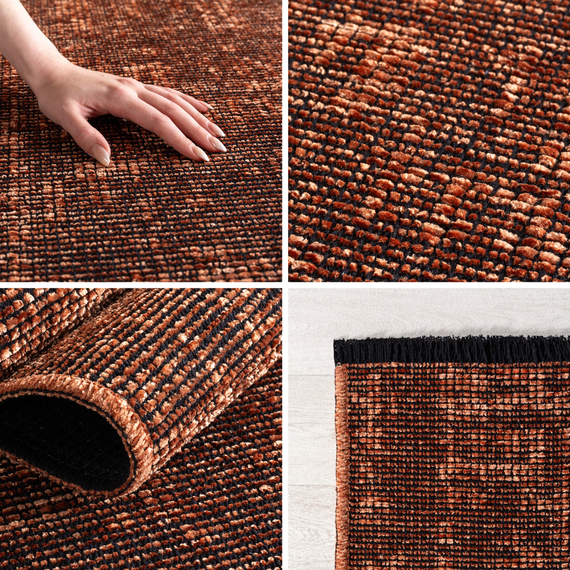 Chenille Teppich Baumwolle, Vintage Waschbar, Rutschfest Einfarbig Wohnzimmer