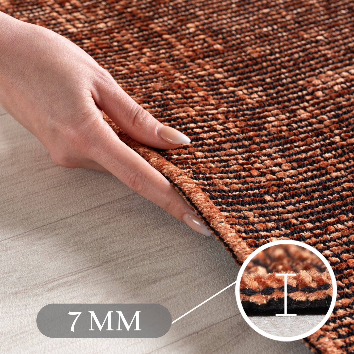 Chenille Teppich Baumwolle, Vintage Waschbar, Rutschfest Einfarbig Wohnzimmer