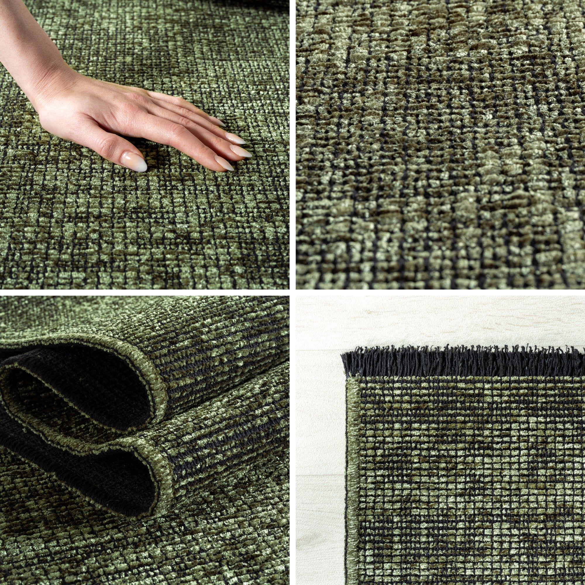Chenille Teppich Baumwolle, Vintage Waschbar, Rutschfest Einfarbig Wohnzimmer