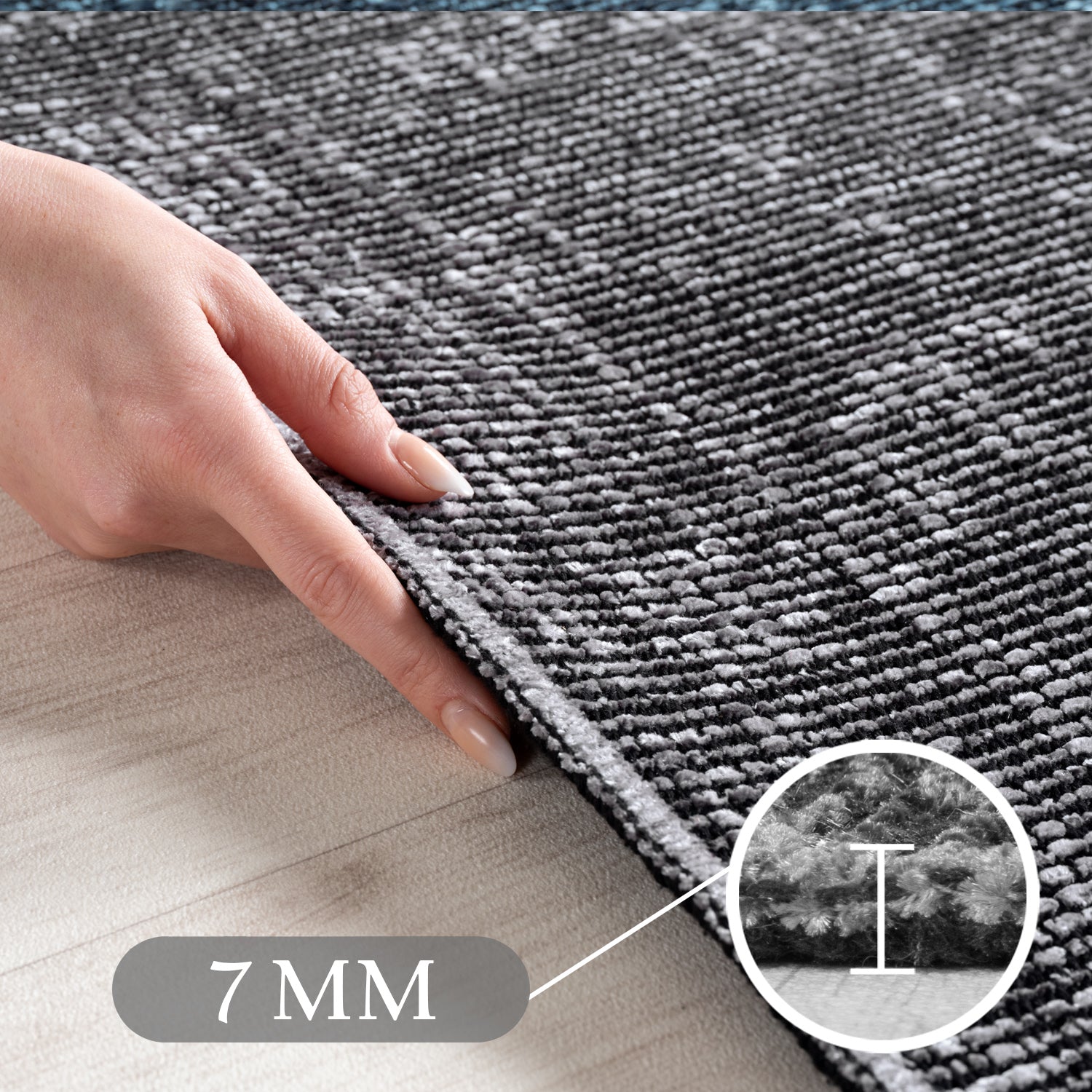 Chenille Teppich Baumwolle, Vintage Waschbar, Rutschfest Einfarbig Wohnzimmer