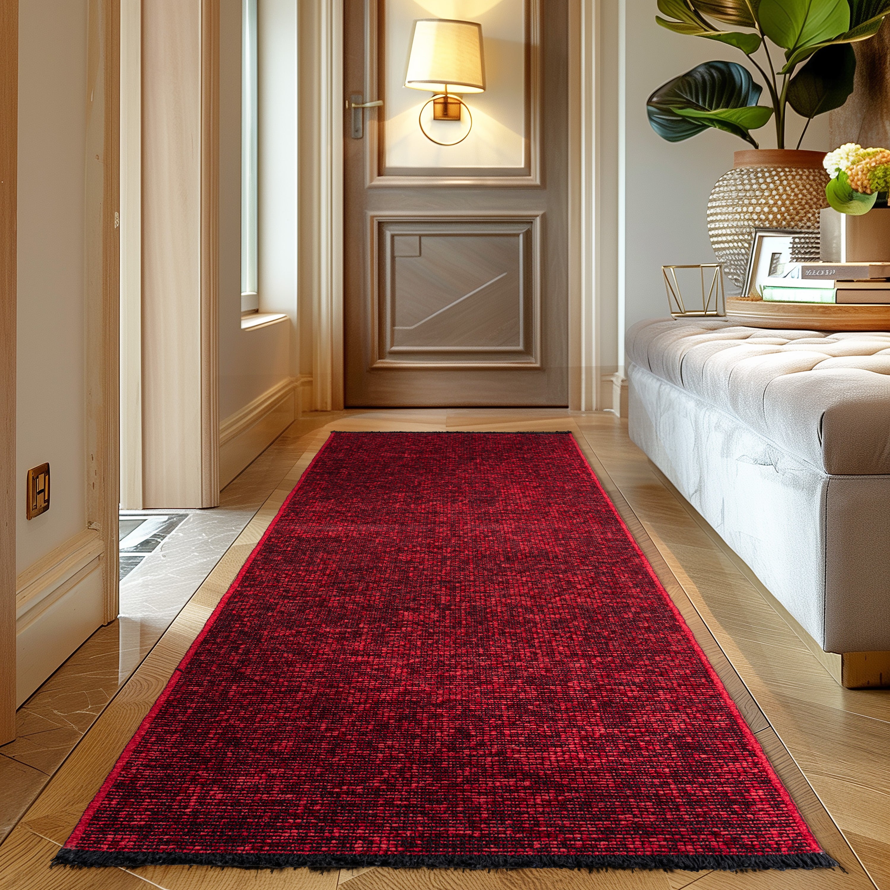 Chenille Teppich Baumwolle, Vintage Waschbar, Rutschfest Einfarbig Wohnzimmer