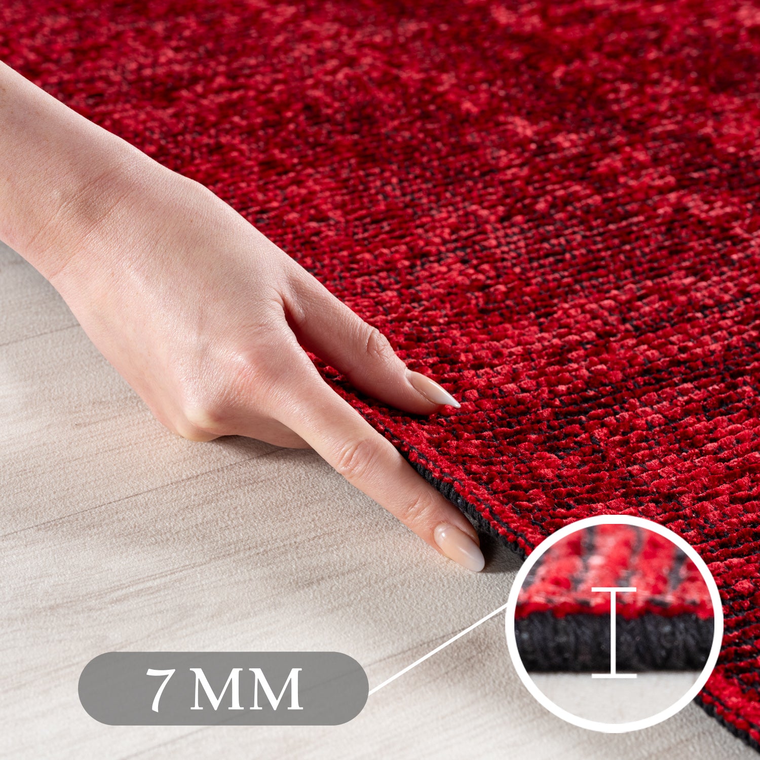 Chenille Teppich Baumwolle, Vintage Waschbar, Rutschfest Einfarbig Wohnzimmer