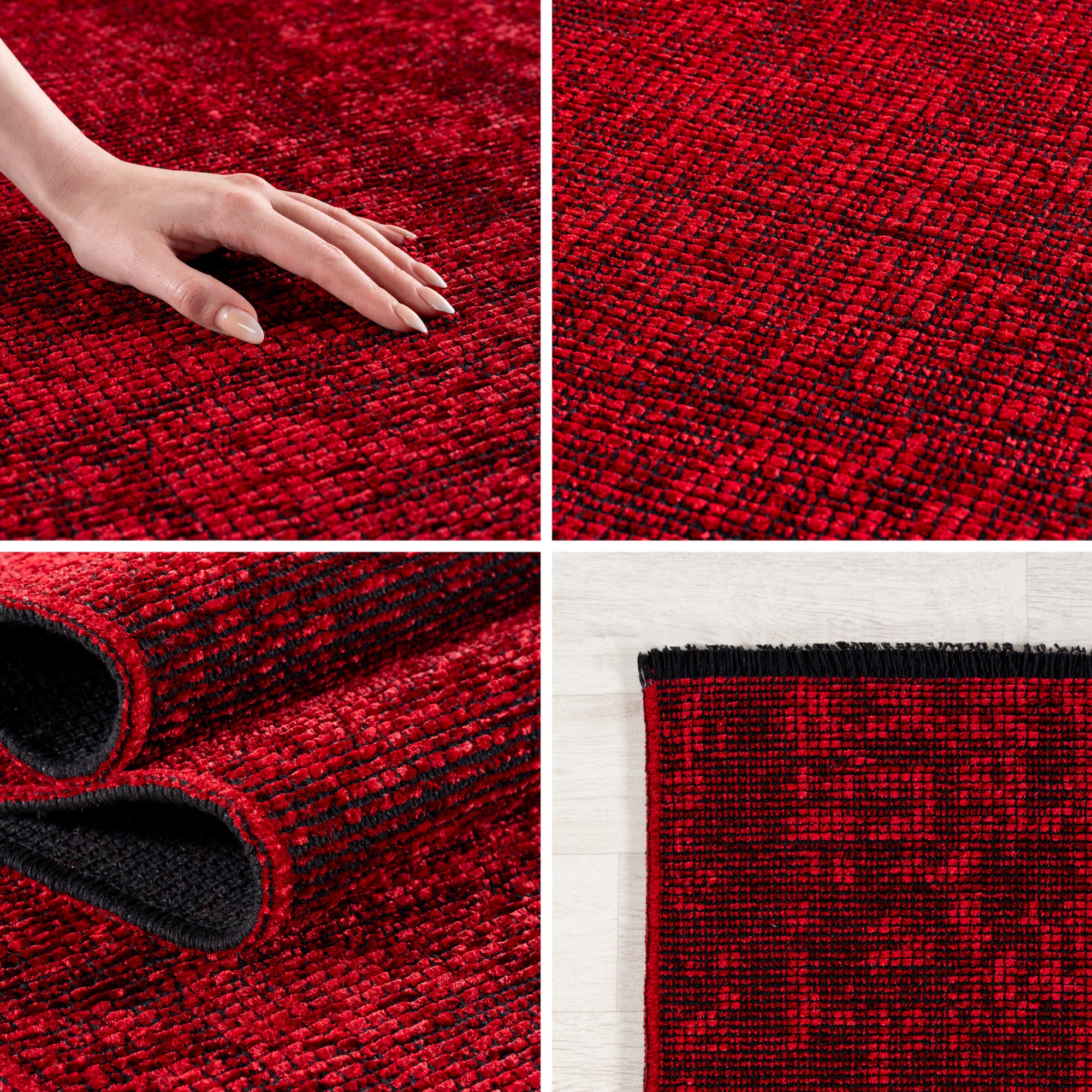 Chenille Teppich Baumwolle, Vintage Waschbar, Rutschfest Einfarbig Wohnzimmer