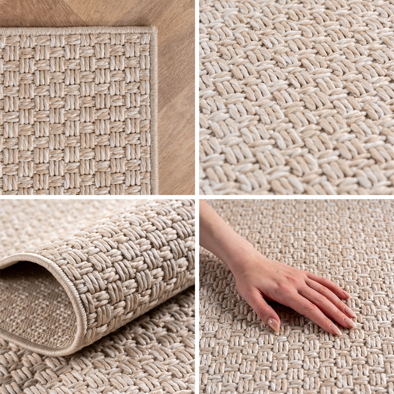 Carpettex Outdoor Teppich Wetterfest Küche Balkon & Wohnzimmer Boho Stil Beige-1
