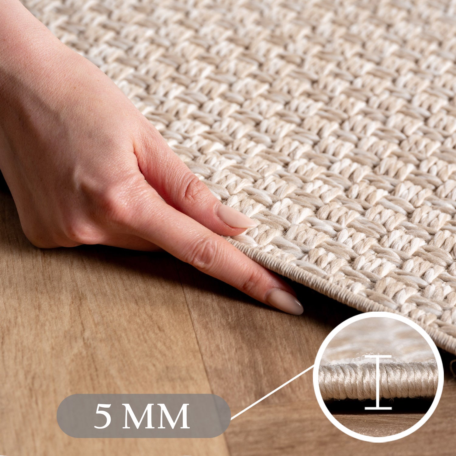 Carpettex Outdoor Teppich Wetterfest Küche Balkon & Wohnzimmer Boho Stil Beige-1