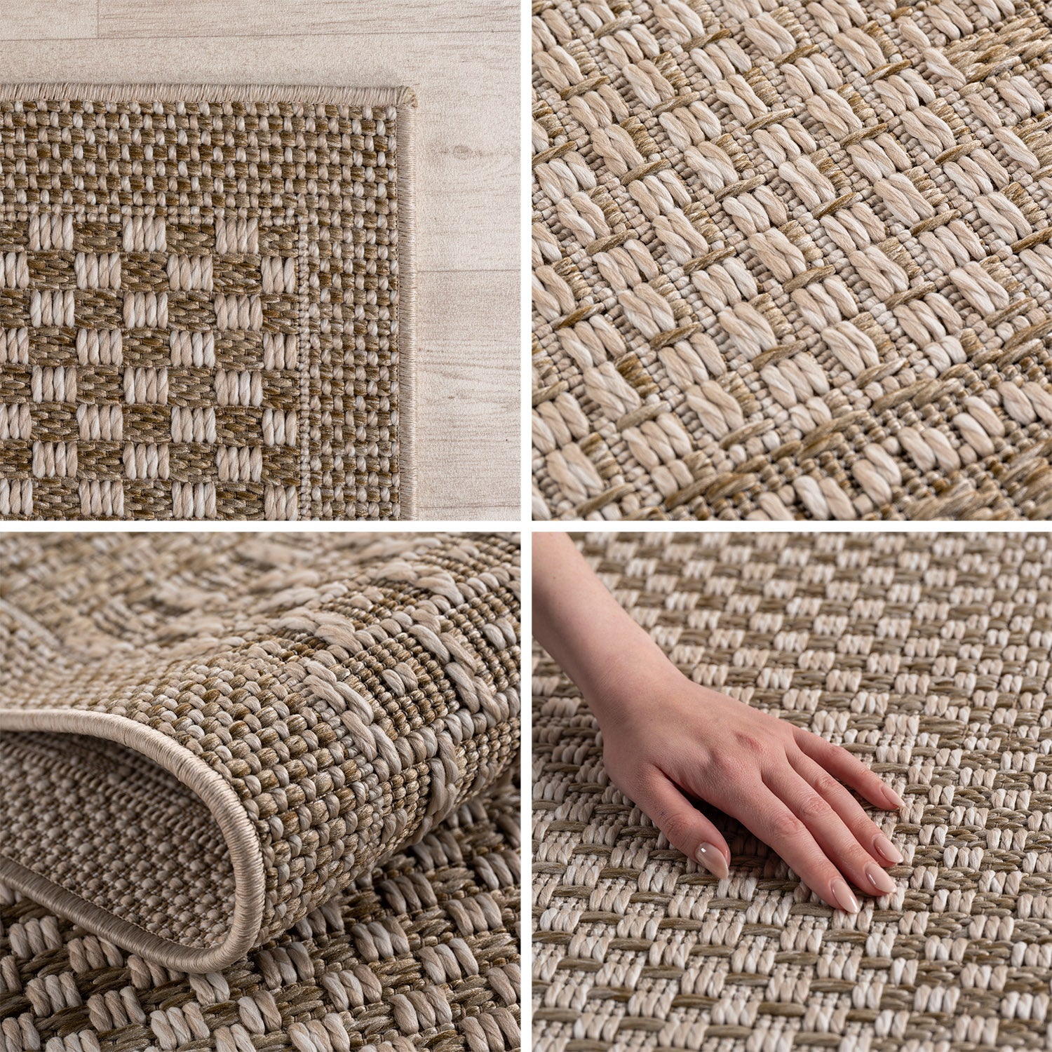 Carpettex Outdoor Teppich Wetterfest Küche Balkon & Wohnzimmer Boho Stil Beige-2