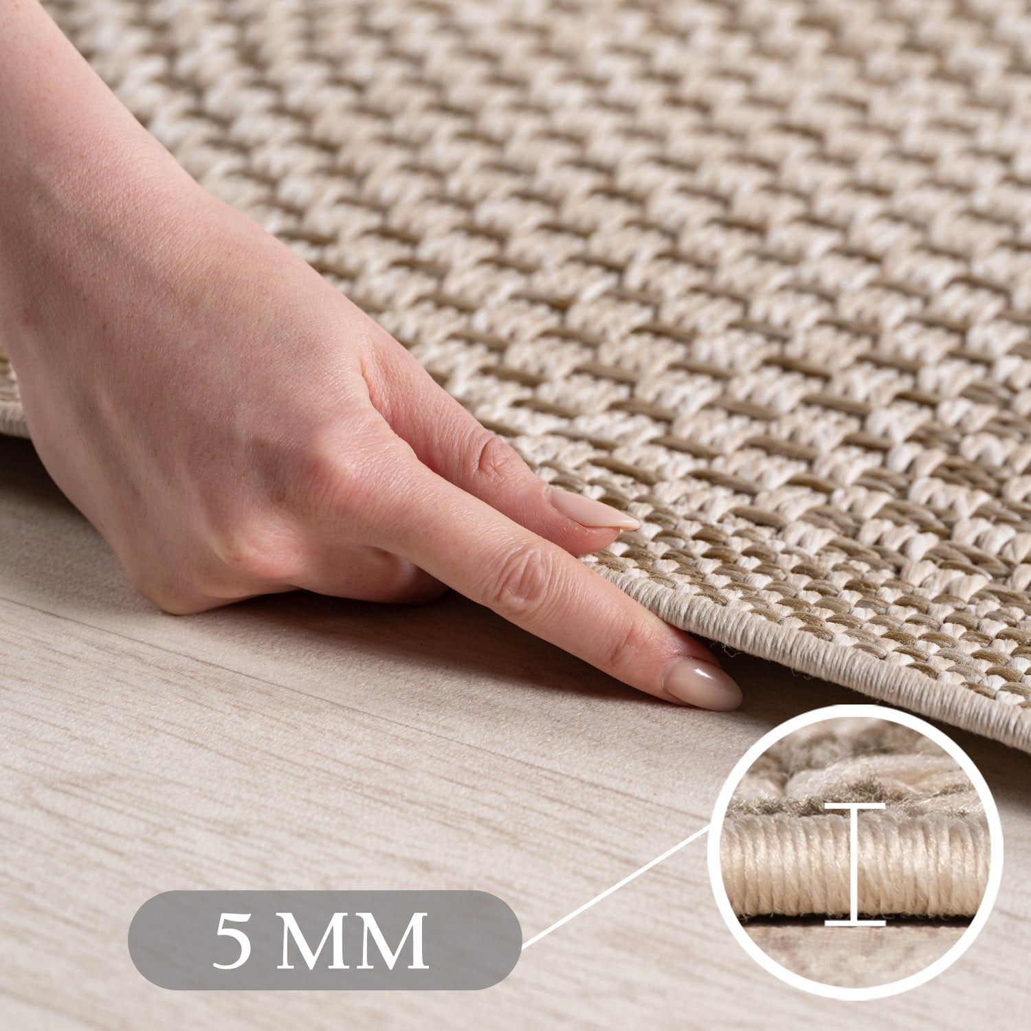 Carpettex Outdoor Teppich Wetterfest Küche Balkon & Wohnzimmer Boho Stil Beige-2